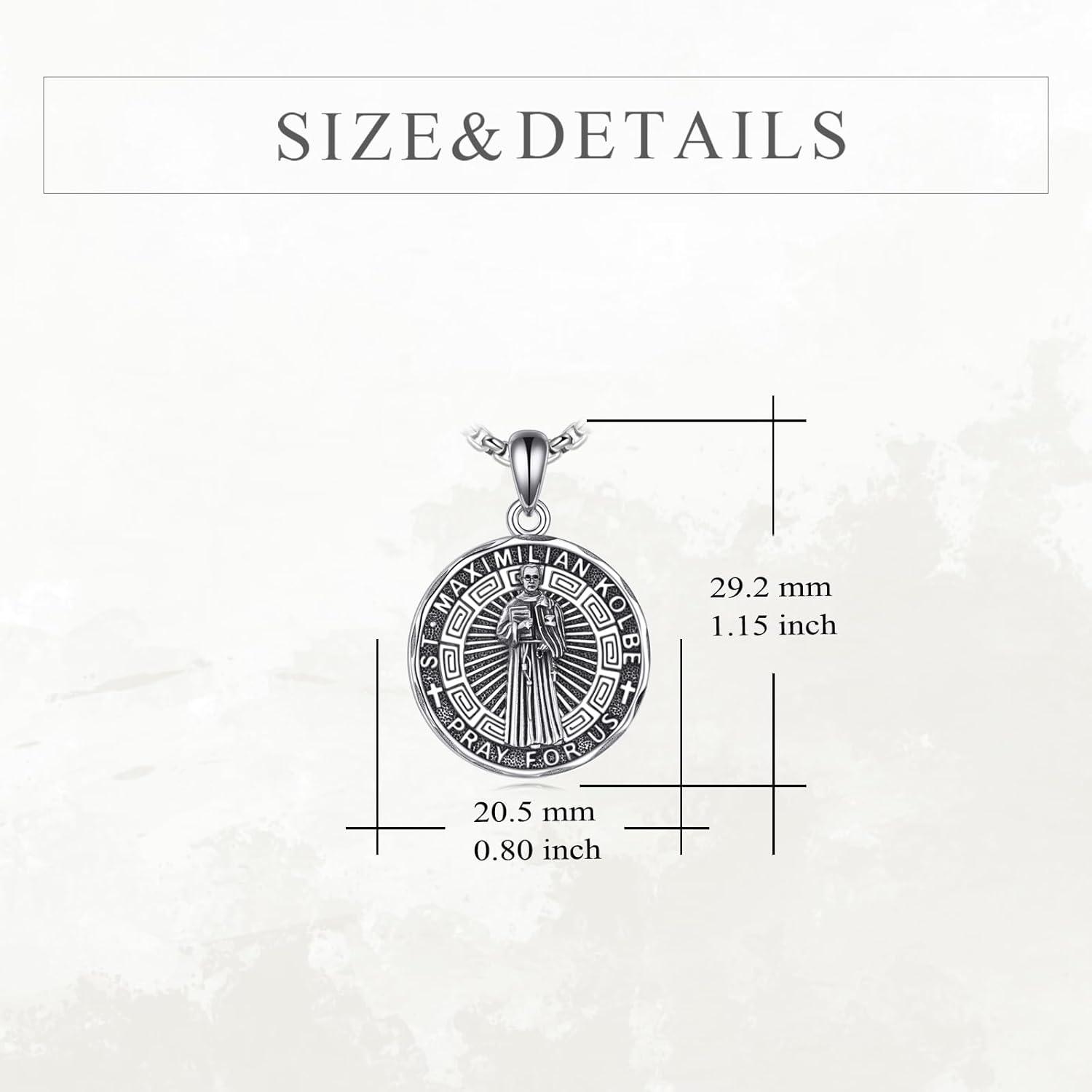 image:imageYFN Patron Saint Necklace Sterling Silver Amulet Medal Pendant Religious Protector Jewelry Gifts for Women Men24 St Maximilian Kolbe