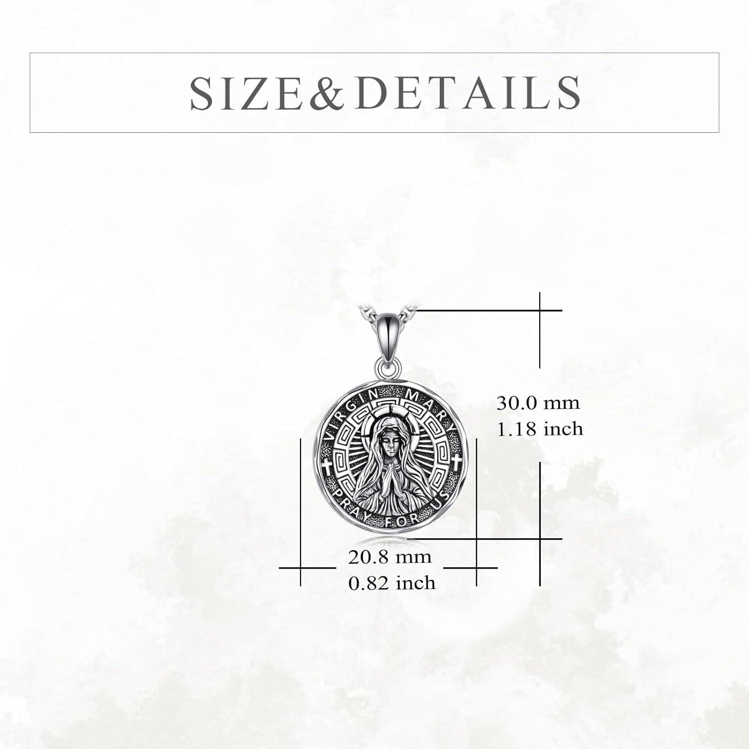 image:imageYFN Patron Saint Necklace Sterling Silver Amulet Medal Pendant Religious Protector Jewelry Gifts for Women Men25 Virgin Mary