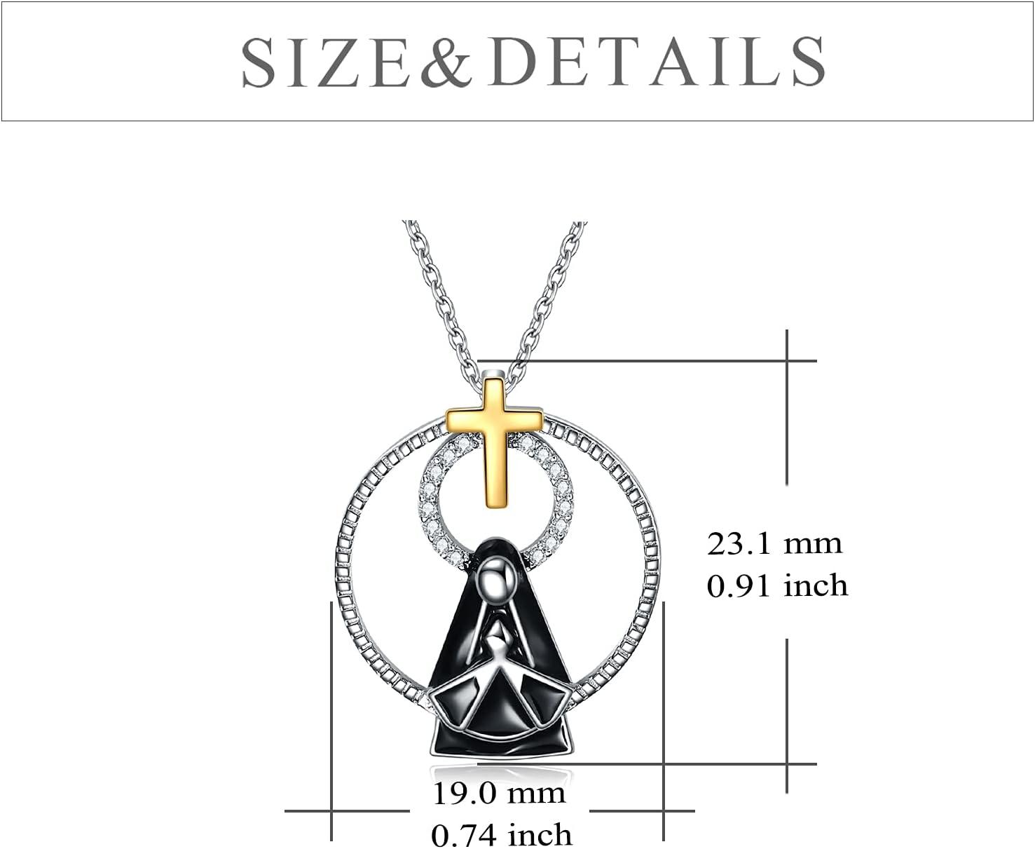 image:imageYFN Patron Saint Necklace Sterling Silver Amulet Medal Pendant Religious Protector Jewelry Gifts for Women Men25 Virgin Mary Black