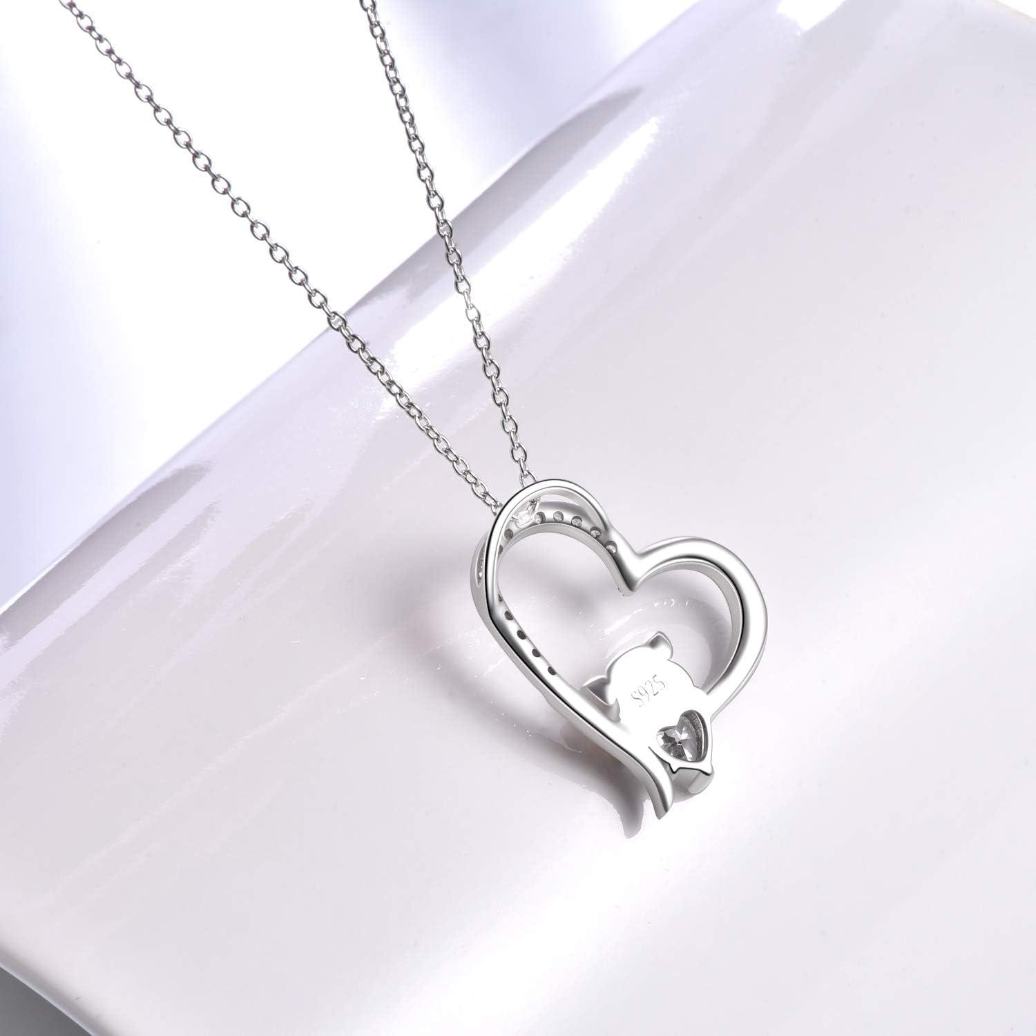 image:imageYFN Pig Necklace Jewelry Gifts 925 Sterling Silver Cute Animal Pendant with Heart Cz Necklace for WomenBirthdaySilverLove You More Pig Necklace