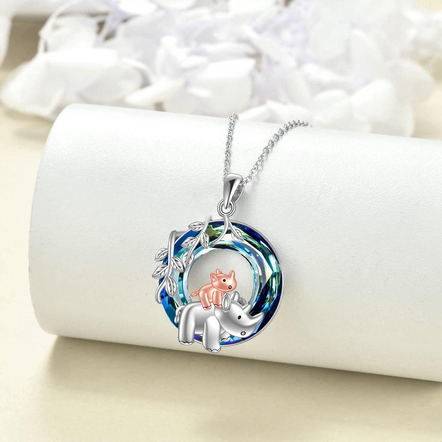 image:imageYFN Rhino Necklace Sterling Silver Rhino Jewelry Themed Rhinoceros Lover Gifts for Women 18