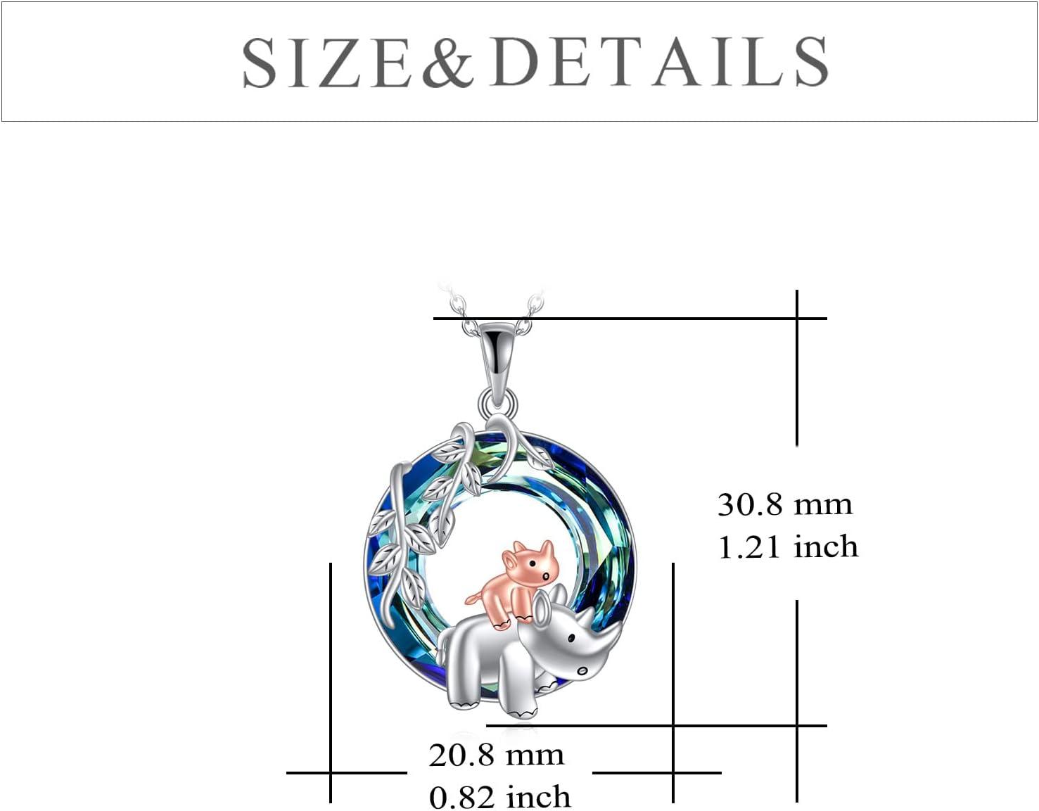 image:imageYFN Rhino Necklace Sterling Silver Rhino Jewelry Themed Rhinoceros Lover Gifts for Women 18