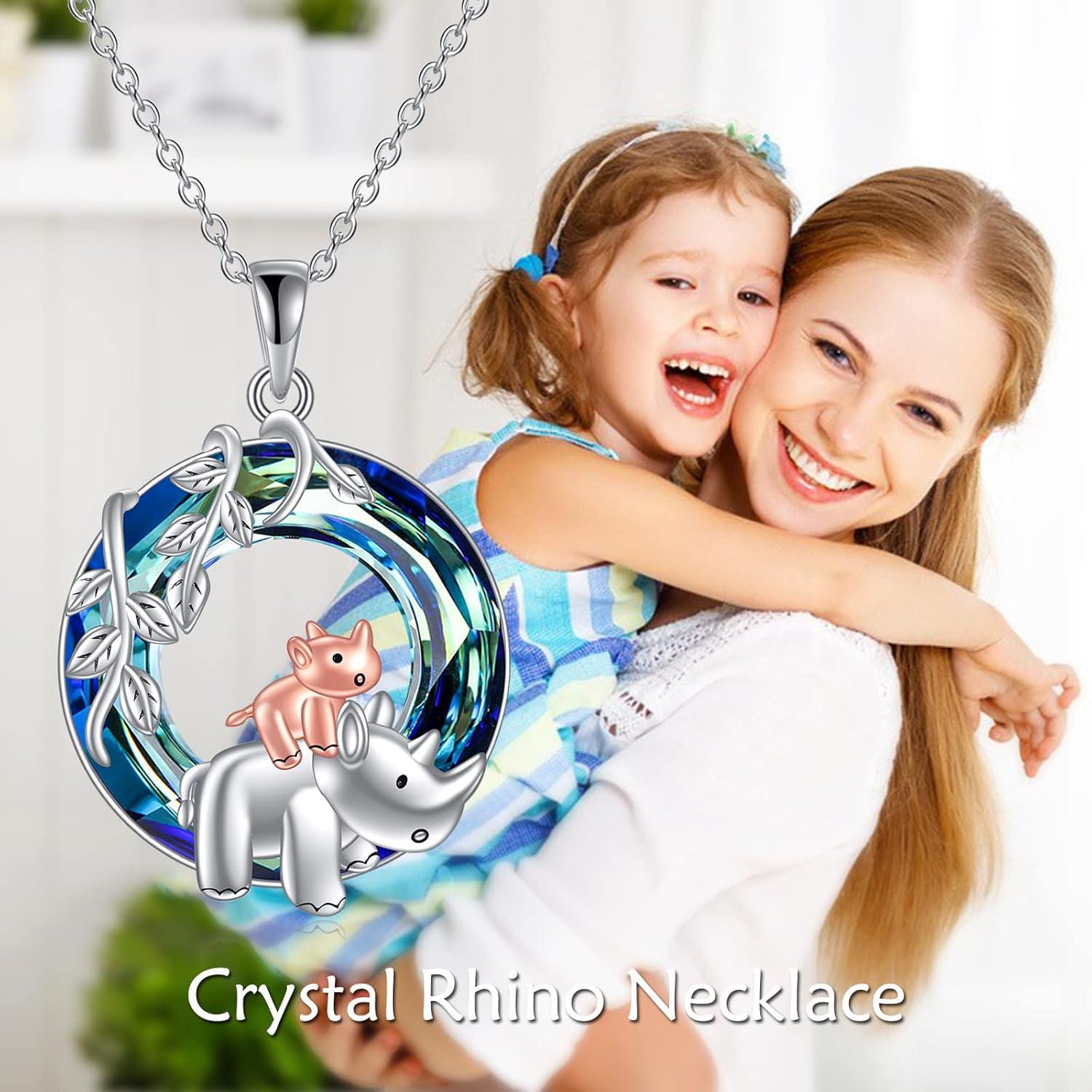 image:imageYFN Rhino Necklace Sterling Silver Rhino Jewelry Themed Rhinoceros Lover Gifts for Women 18