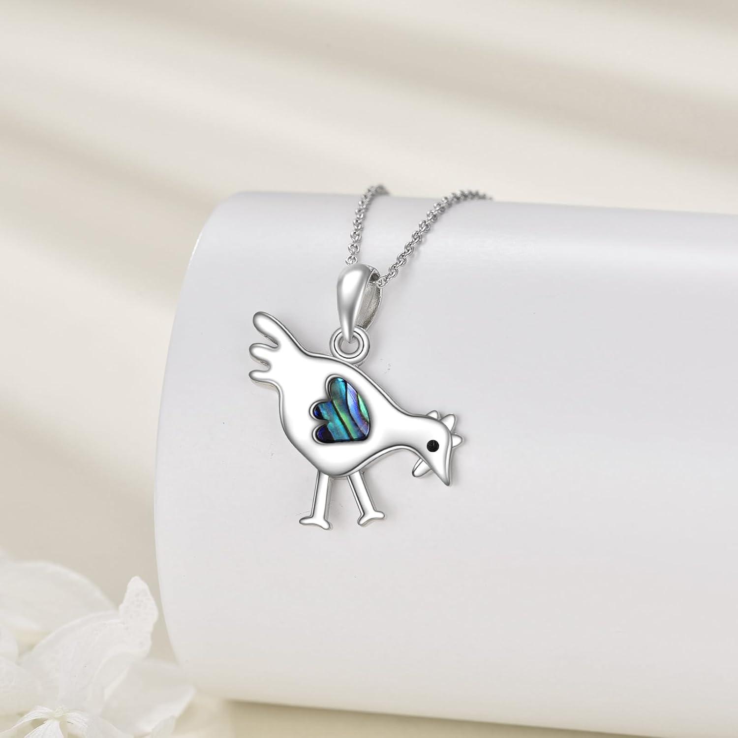 image:imageYFN SlothOwlCowOtterHighland Cow Gifts for Women Sterling Silver Sloth Animal Heart Pendant Necklace JewelrySilverChicken Necklace