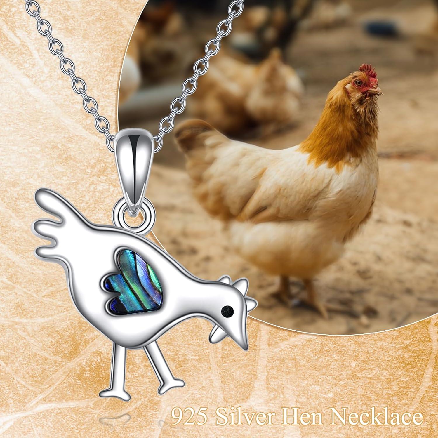 image:imageYFN SlothOwlCowOtterHighland Cow Gifts for Women Sterling Silver Sloth Animal Heart Pendant Necklace JewelrySilverChicken Necklace