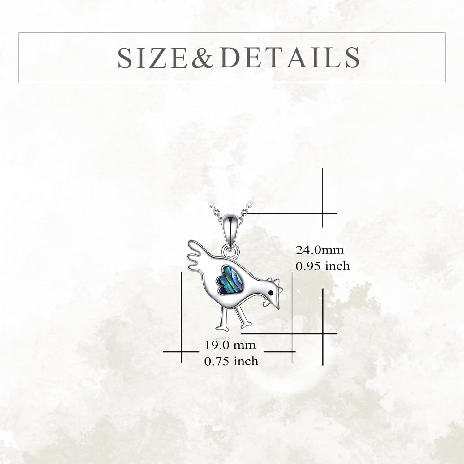 image:imageYFN SlothOwlCowOtterHighland Cow Gifts for Women Sterling Silver Sloth Animal Heart Pendant Necklace JewelrySilverChicken Necklace