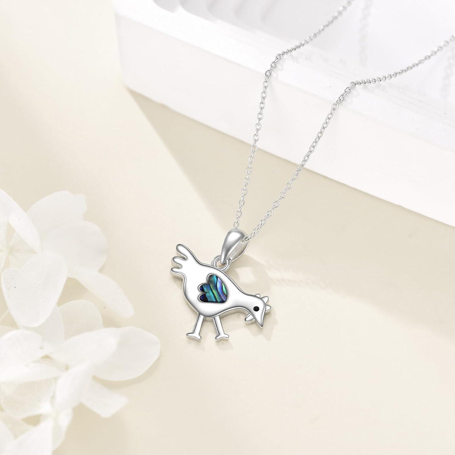 image:imageYFN SlothOwlCowOtterHighland Cow Gifts for Women Sterling Silver Sloth Animal Heart Pendant Necklace JewelrySilverChicken Necklace