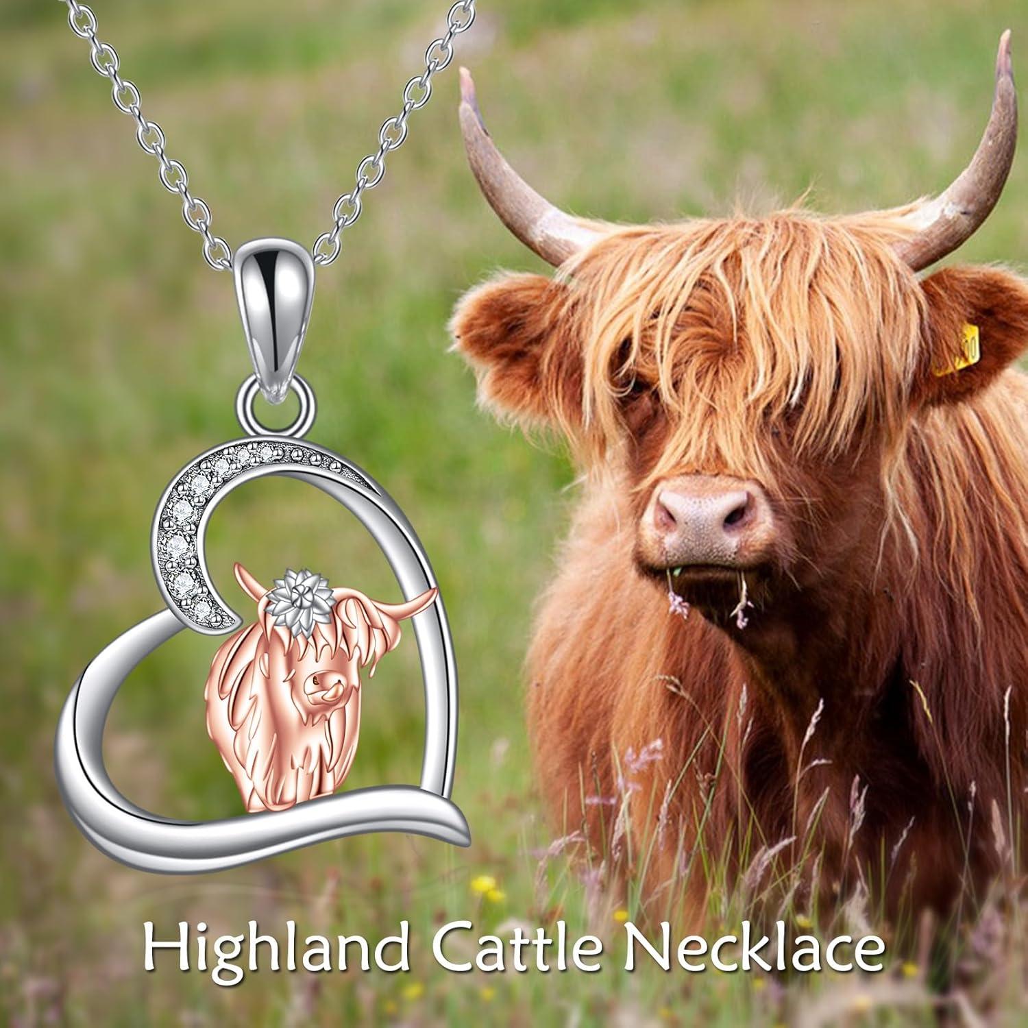 image:imageYFN SlothOwlCowOtterHighland Cow Gifts for Women Sterling Silver Sloth Animal Heart Pendant Necklace JewelrySilverHighland Cows Jewelry