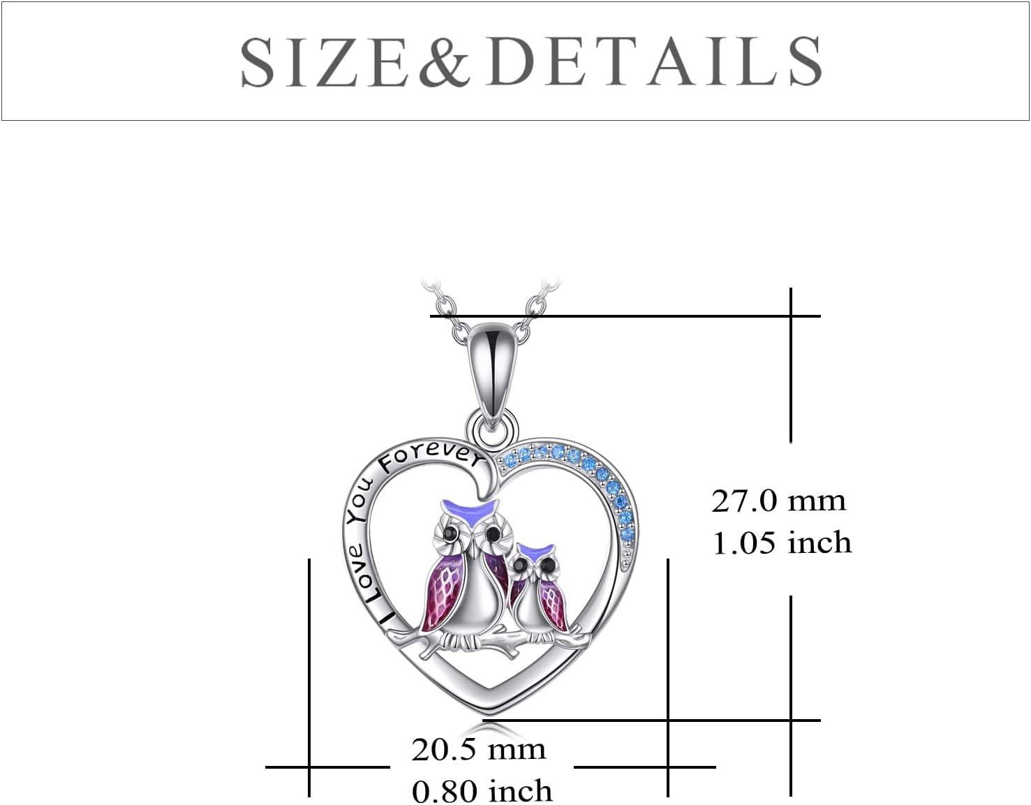 image:imageYFN SlothOwlCowOtterHighland Cow Gifts for Women Sterling Silver Sloth Animal Heart Pendant Necklace JewelrySilverOwl Necklace