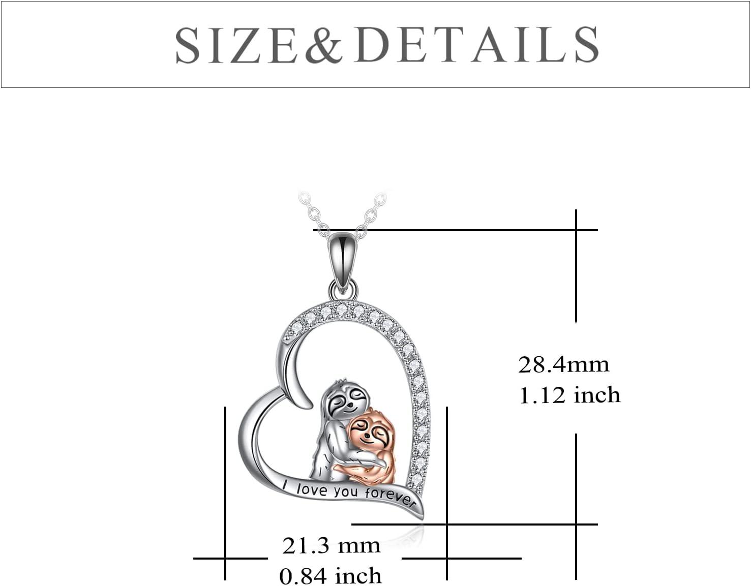 image:imageYFN SlothOwlCowOtterHighland Cow Gifts for Women Sterling Silver Sloth Animal Heart Pendant Necklace JewelrySilverSloth Necklace