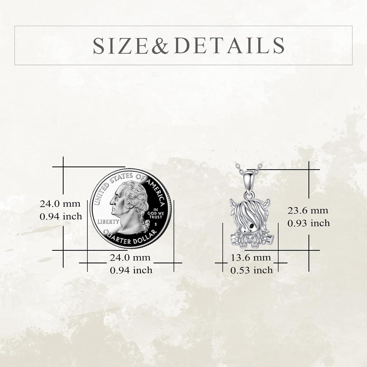 image:imageYFN SlothOwlCowOtterHighland Cow Gifts for Women Sterling Silver Sloth Animal Heart Pendant Necklace JewelryWhiteHighland Cow Necklace