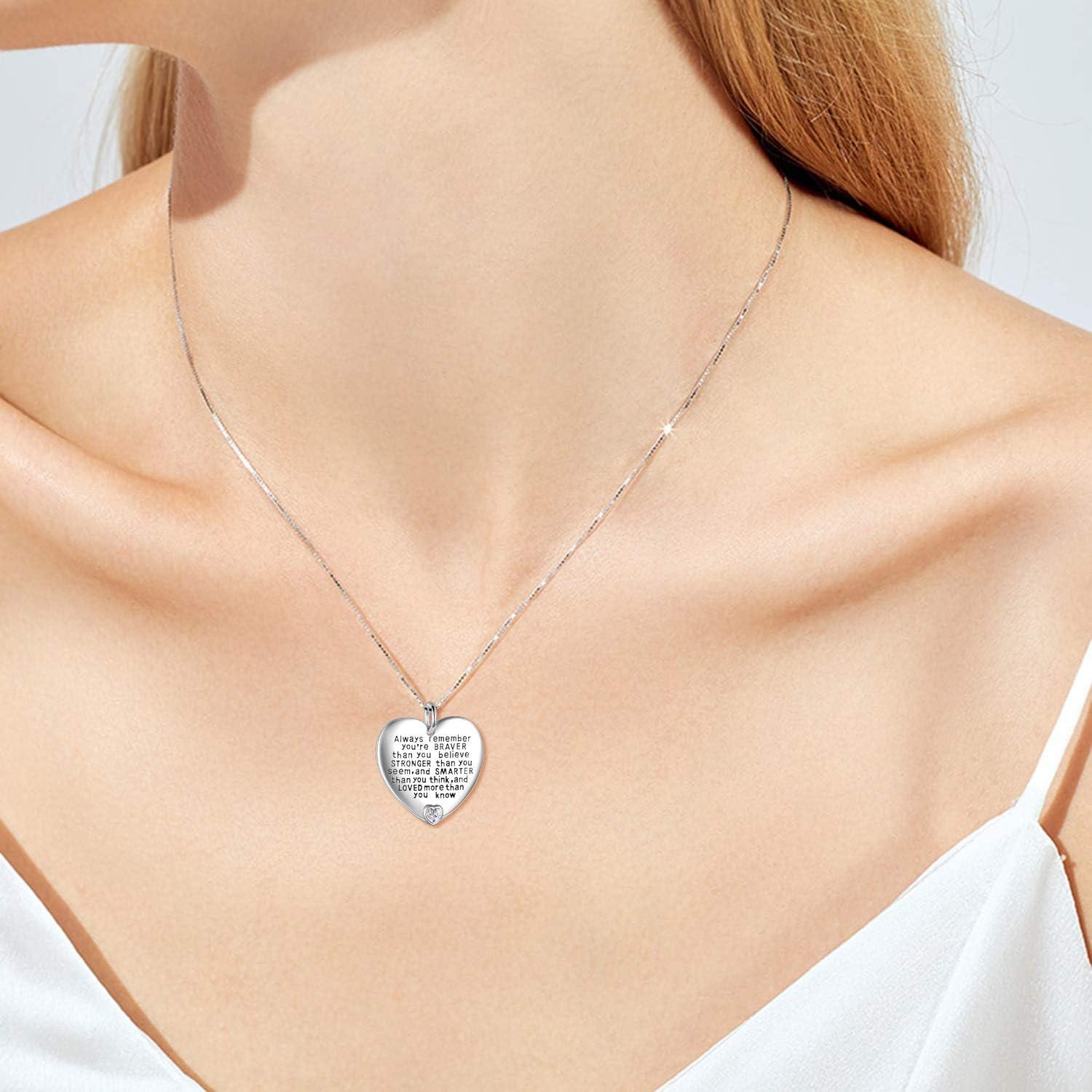 image:imageYFN Sterling Silver Always Remember You are Braver Than You Believe Jewelry Pendant Necklace Inspirational GiftsApril