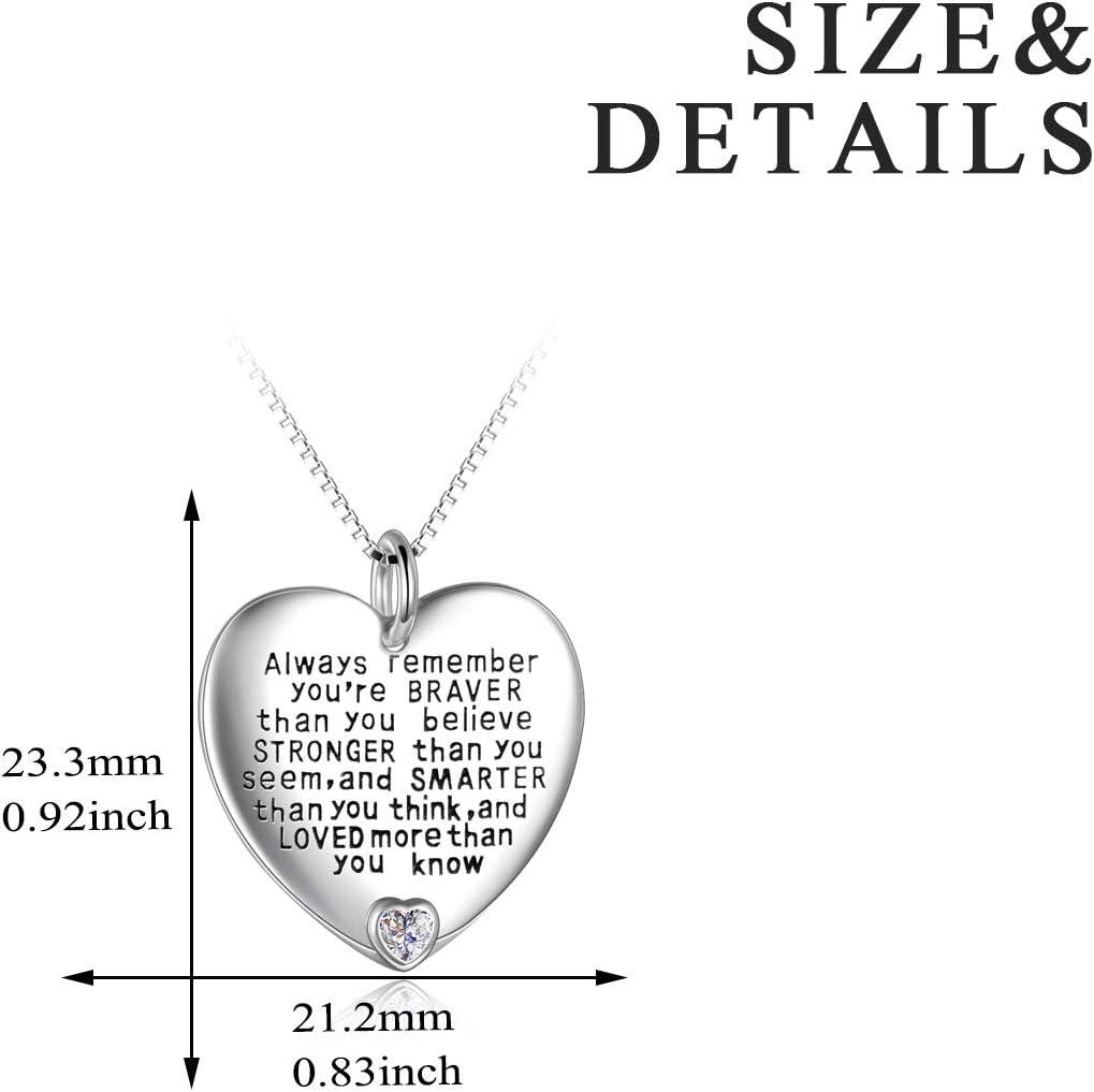 image:imageYFN Sterling Silver Always Remember You are Braver Than You Believe Jewelry Pendant Necklace Inspirational GiftsApril
