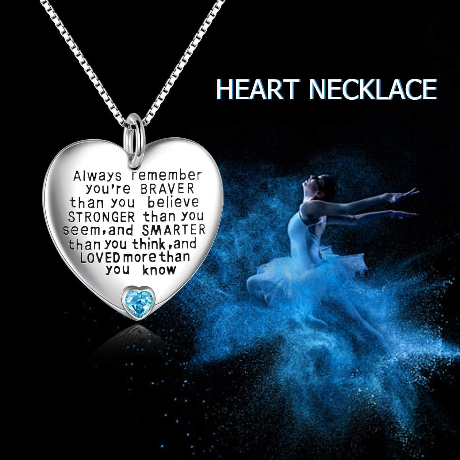 image:imageYFN Sterling Silver Always Remember You are Braver Than You Believe Jewelry Pendant Necklace Inspirational GiftsDecemberBlue