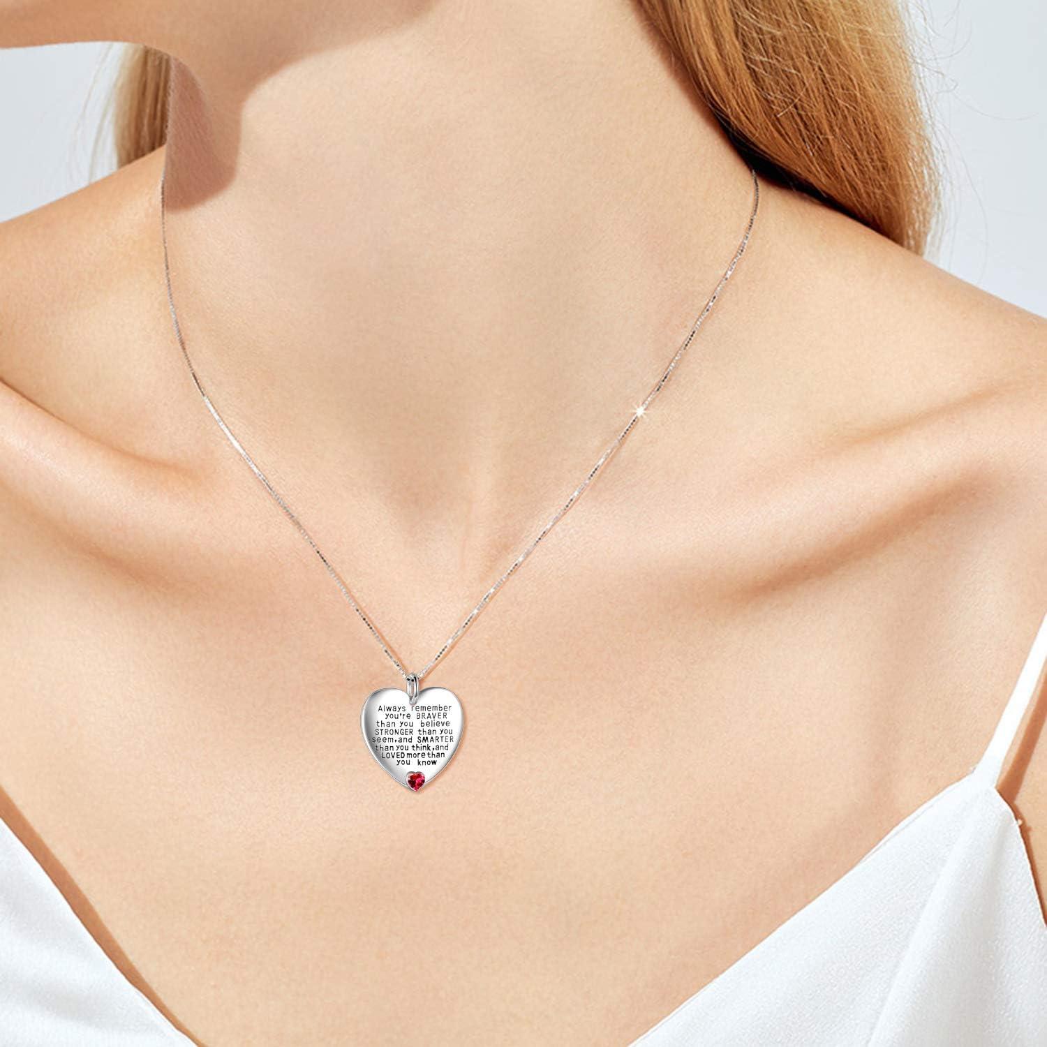 image:imageYFN Sterling Silver Always Remember You are Braver Than You Believe Jewelry Pendant Necklace Inspirational GiftsJanuary