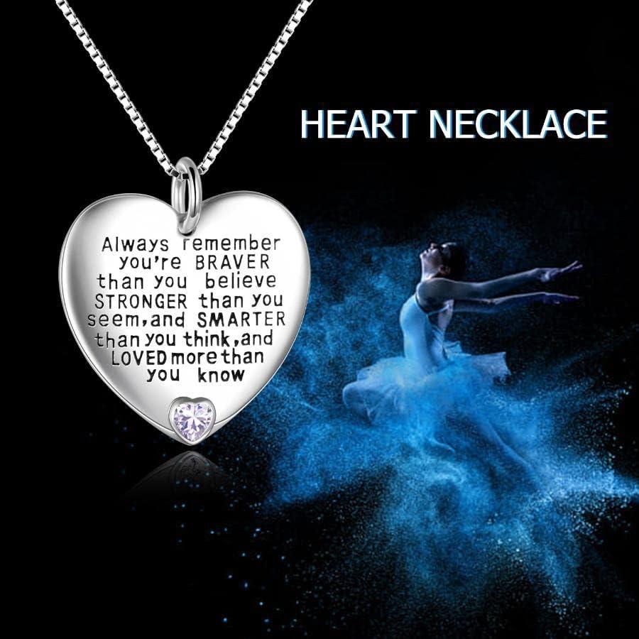 image:imageYFN Sterling Silver Always Remember You are Braver Than You Believe Jewelry Pendant Necklace Inspirational GiftsJune