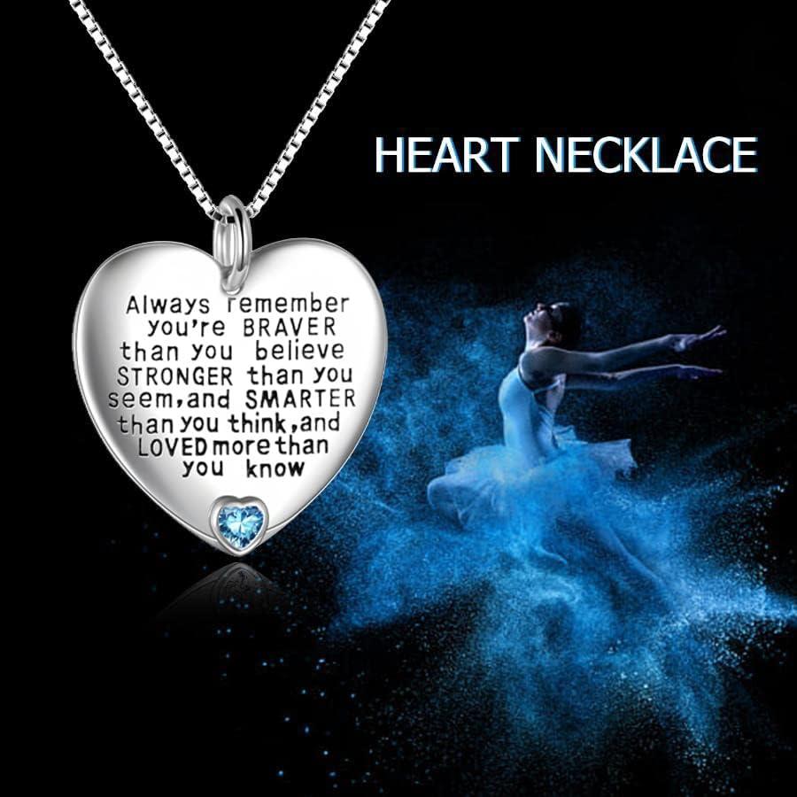 image:imageYFN Sterling Silver Always Remember You are Braver Than You Believe Jewelry Pendant Necklace Inspirational GiftsMarch