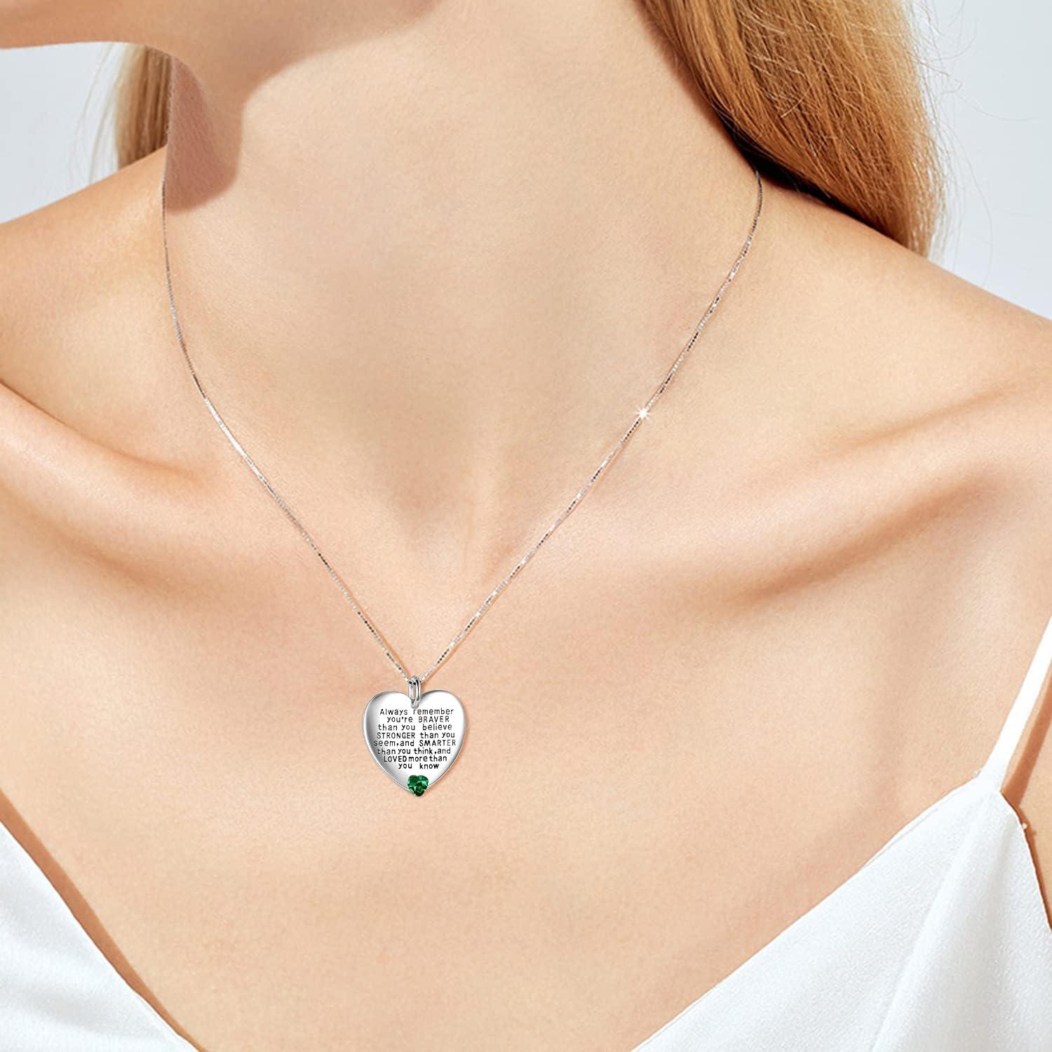 image:imageYFN Sterling Silver Always Remember You are Braver Than You Believe Jewelry Pendant Necklace Inspirational GiftsMay