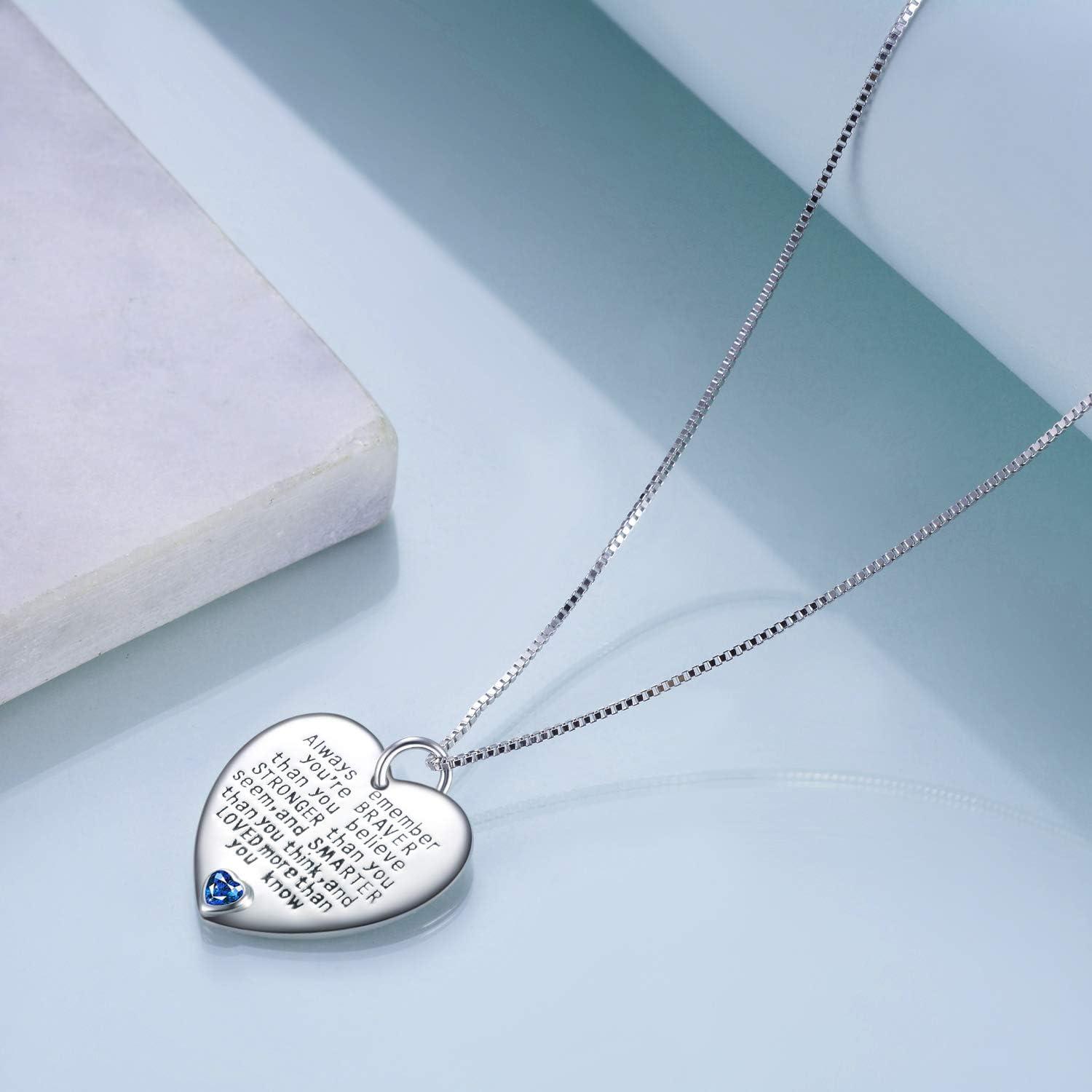 image:imageYFN Sterling Silver Always Remember You are Braver Than You Believe Jewelry Pendant Necklace Inspirational GiftsSeptember