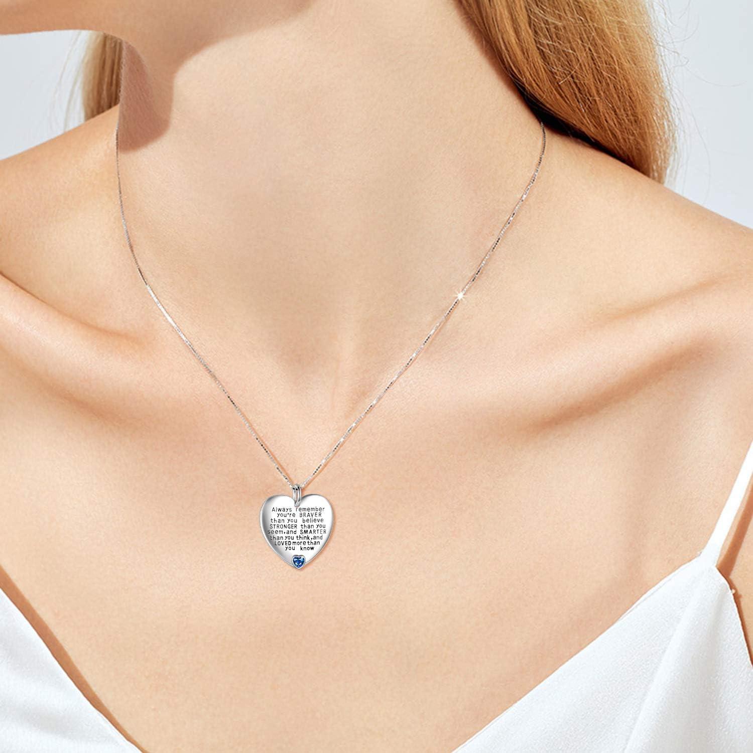 image:imageYFN Sterling Silver Always Remember You are Braver Than You Believe Jewelry Pendant Necklace Inspirational GiftsSeptember