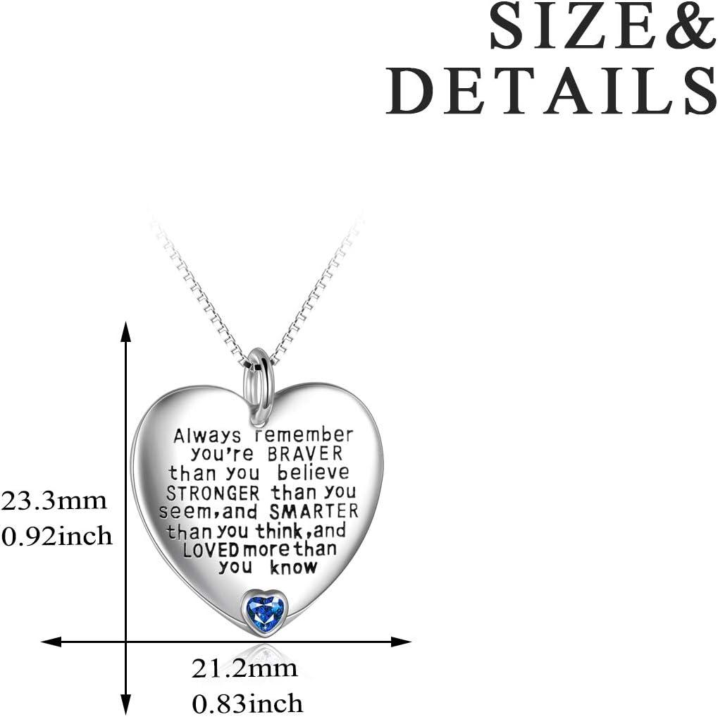 image:imageYFN Sterling Silver Always Remember You are Braver Than You Believe Jewelry Pendant Necklace Inspirational GiftsSeptember