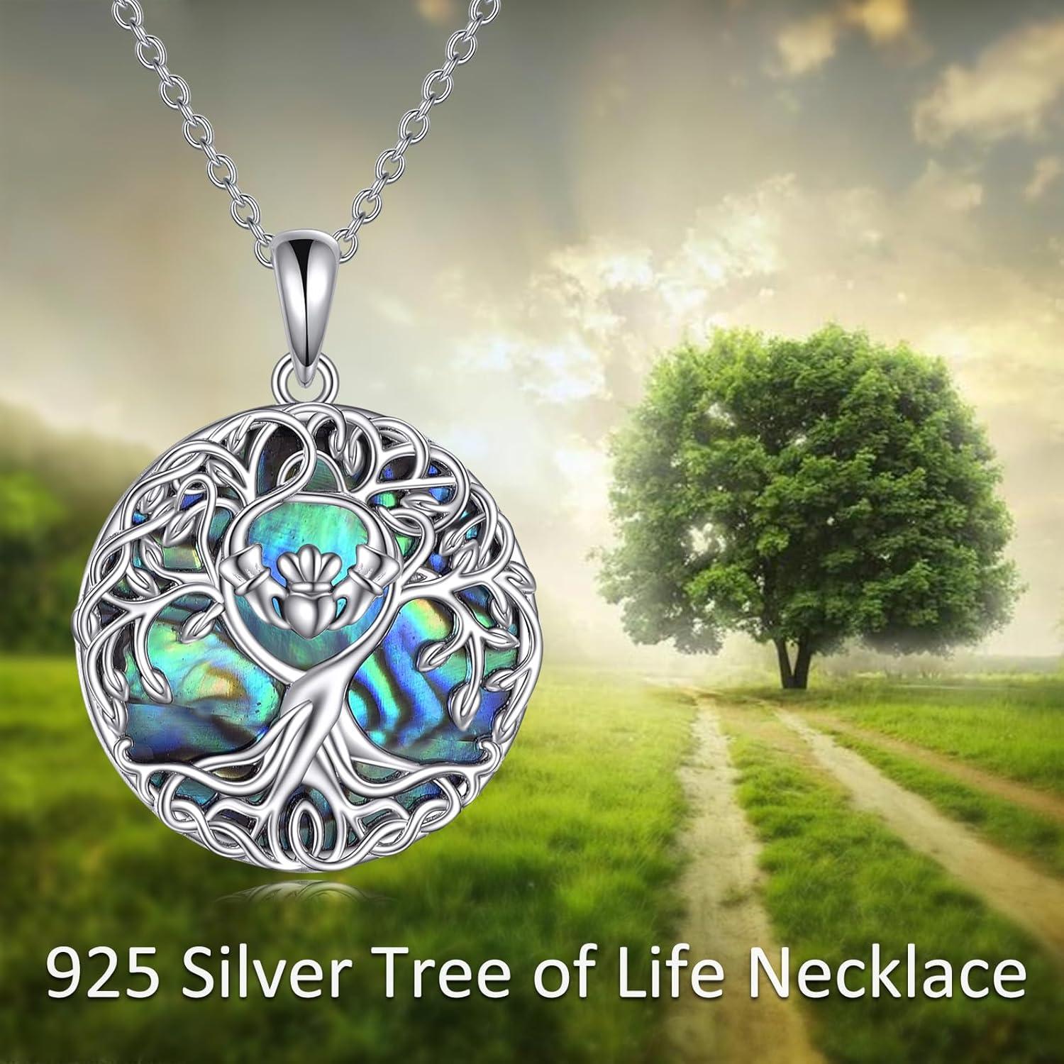 image:imageYFN Tree of Life Necklace Sterling Silver Celtic Knot Tree Pendant Jewelry Gifts for Women MenCladdagh