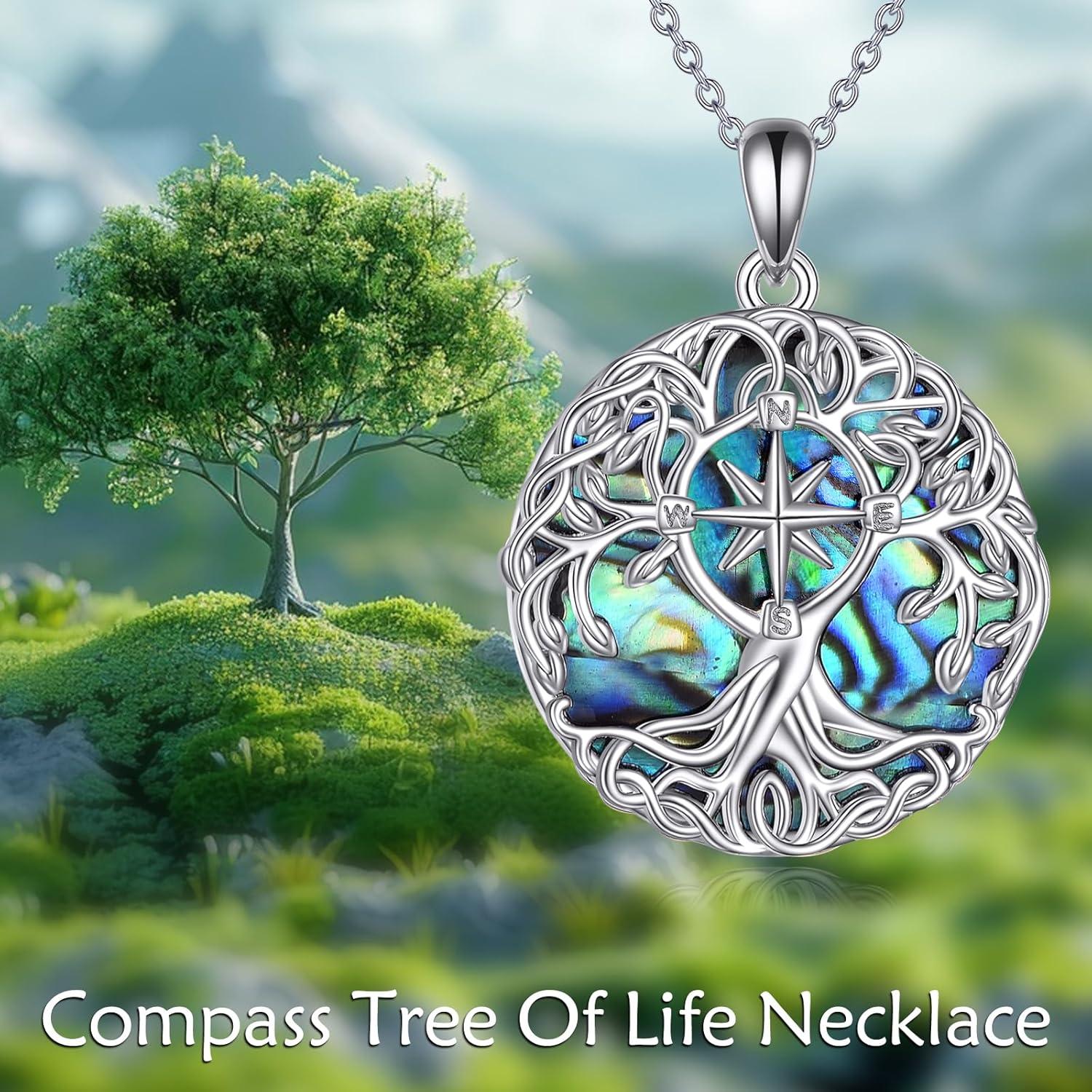 image:imageYFN Tree of Life Necklace Sterling Silver Celtic Knot Tree Pendant Jewelry Gifts for Women MenCompass