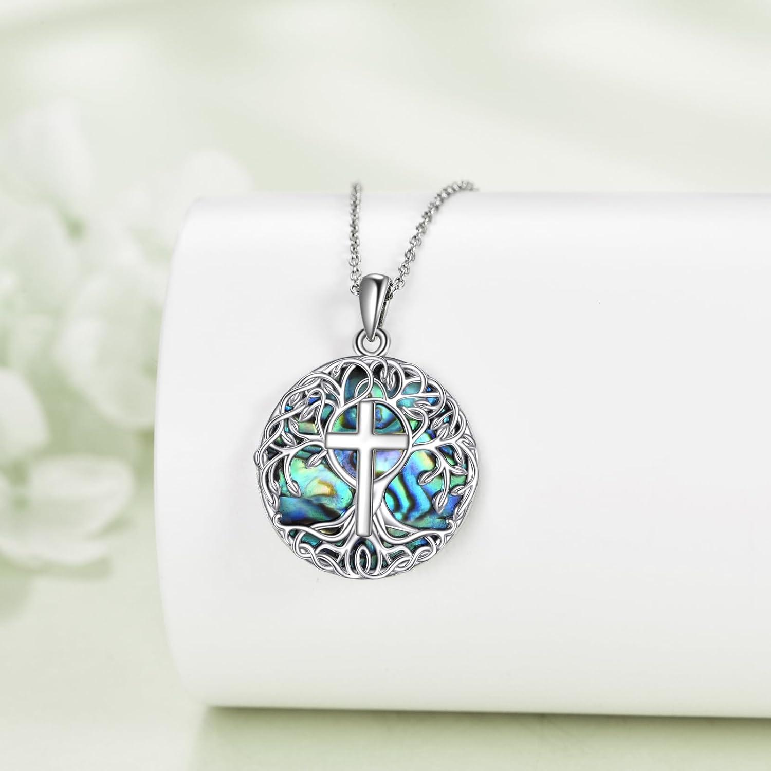 image:imageYFN Tree of Life Necklace Sterling Silver Celtic Knot Tree Pendant Jewelry Gifts for Women MenCross