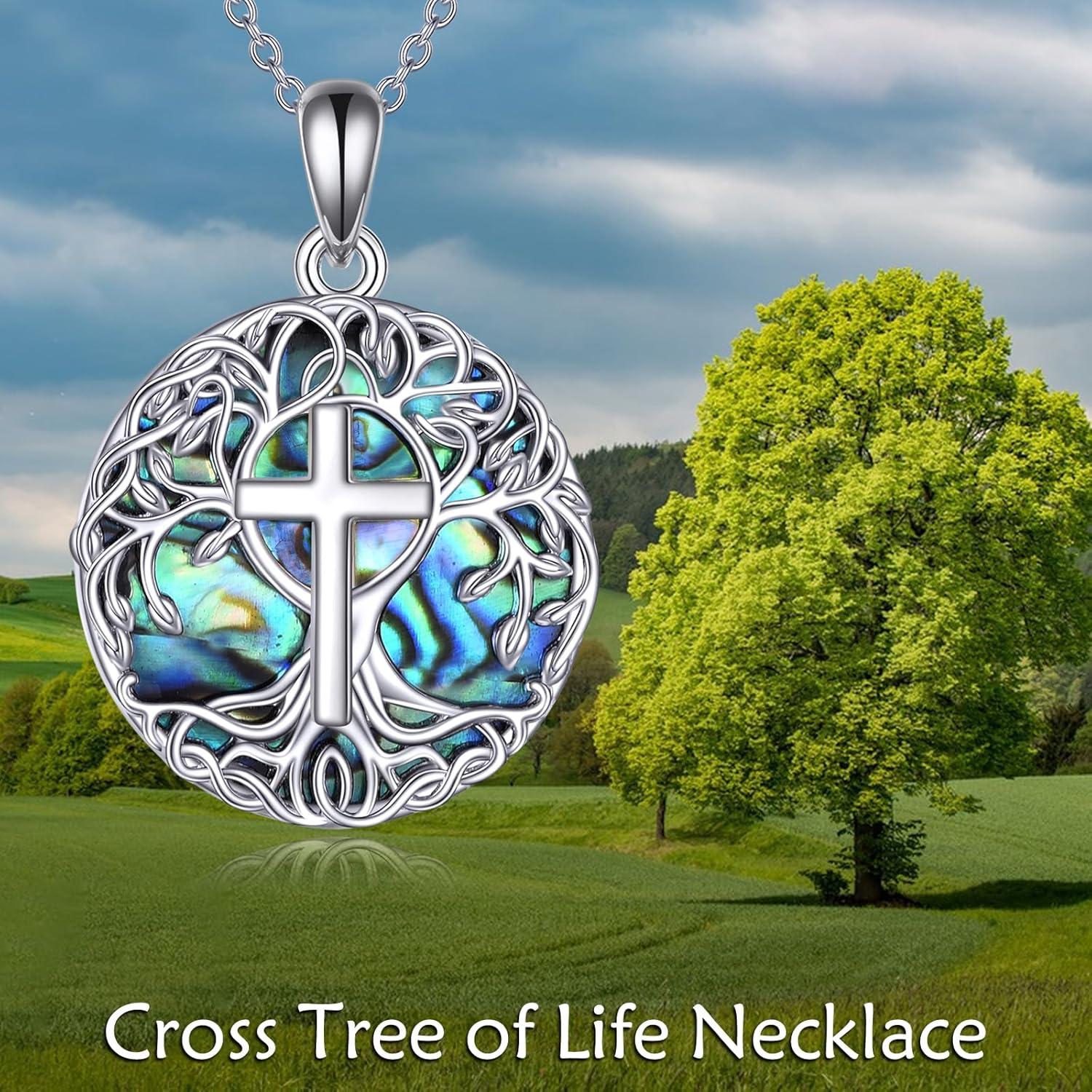 image:imageYFN Tree of Life Necklace Sterling Silver Celtic Knot Tree Pendant Jewelry Gifts for Women MenCross