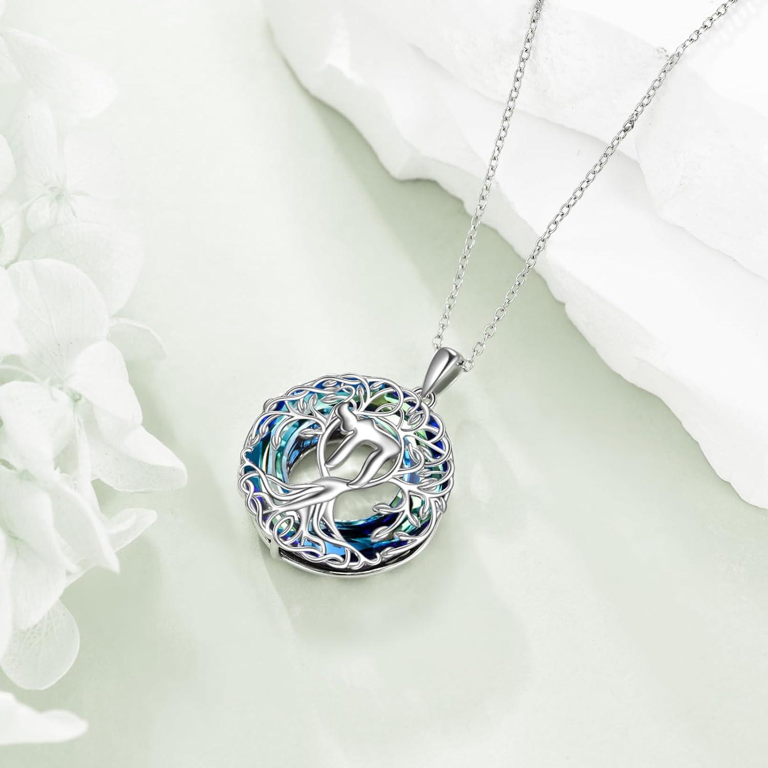 image:imageYFN Tree of Life Necklace Sterling Silver Celtic Knot Tree Pendant Jewelry Gifts for Women MenHebrew Chai Crystal