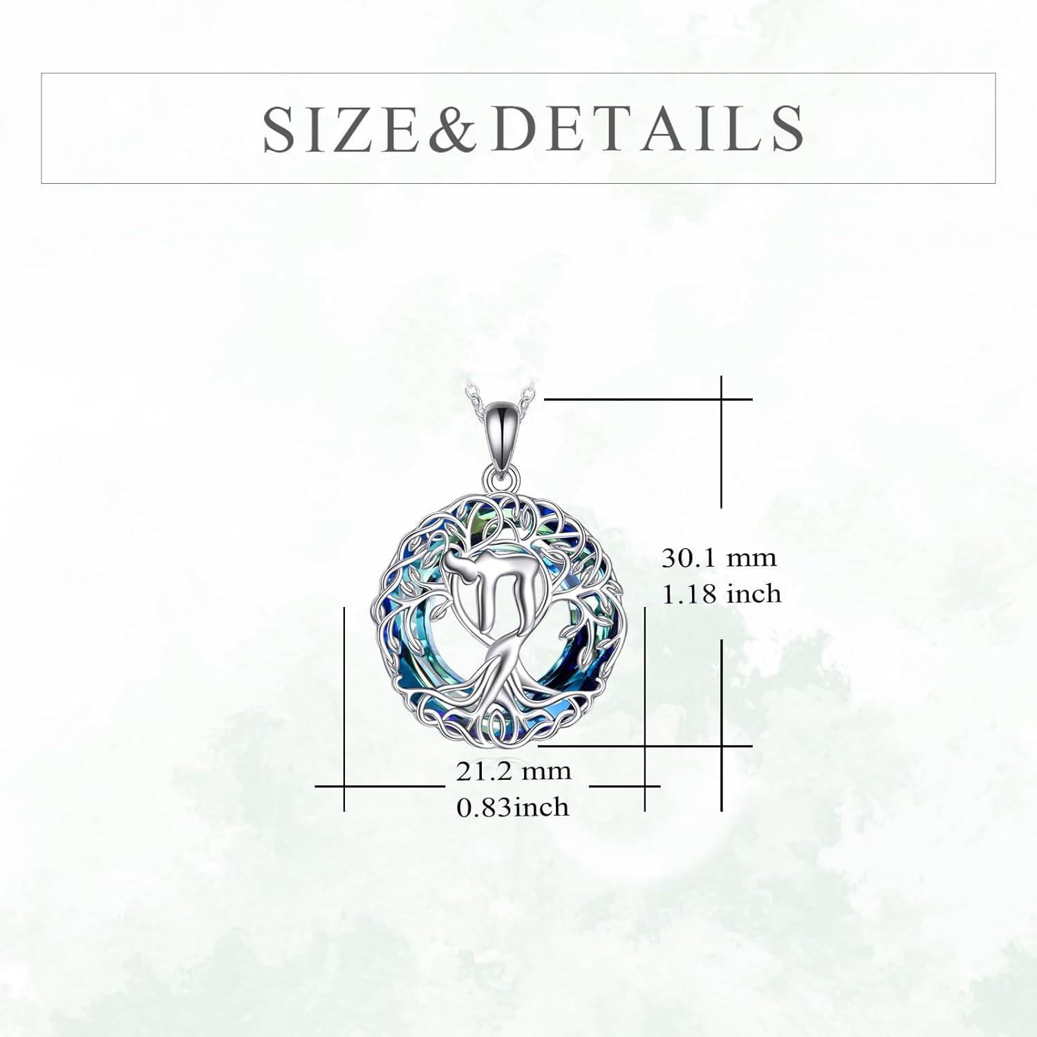 image:imageYFN Tree of Life Necklace Sterling Silver Celtic Knot Tree Pendant Jewelry Gifts for Women MenHebrew Chai Crystal