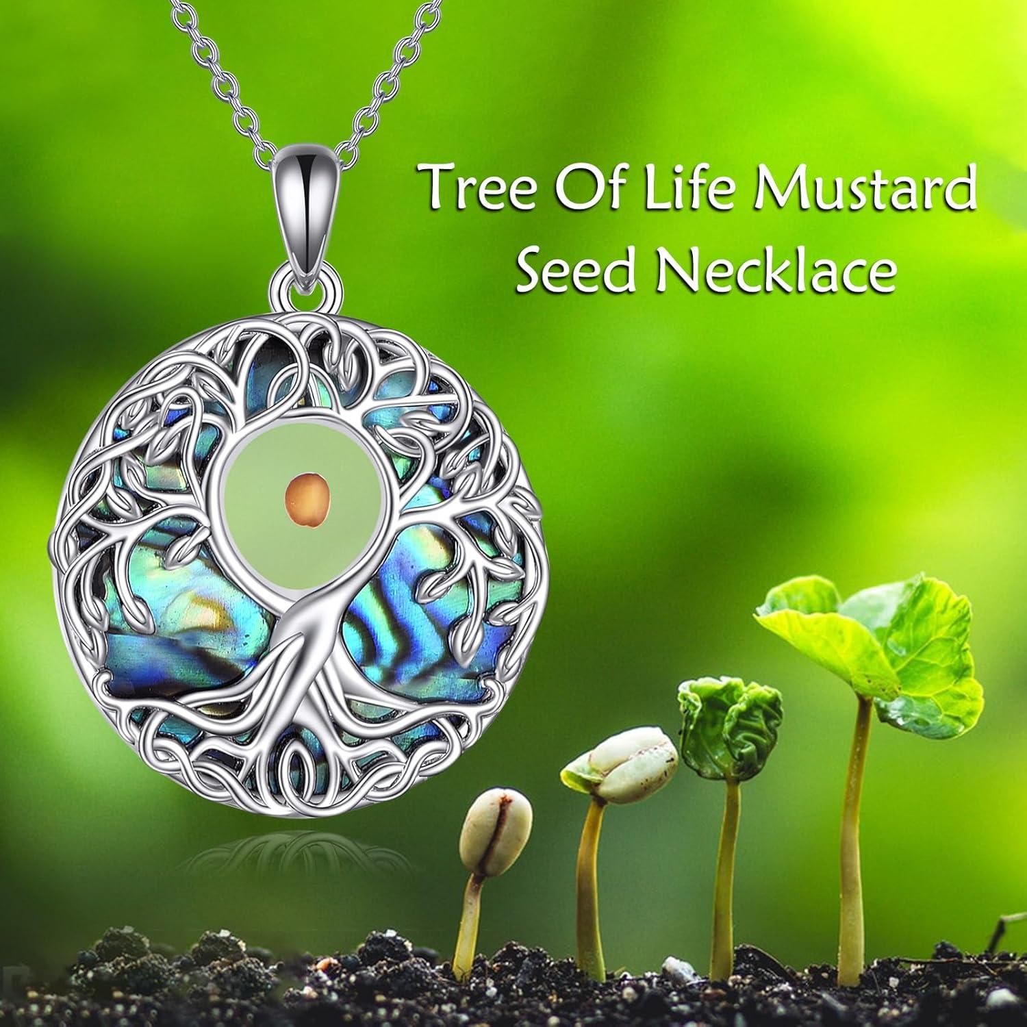 image:imageYFN Tree of Life Necklace Sterling Silver Celtic Knot Tree Pendant Jewelry Gifts for Women MenMustard Seed