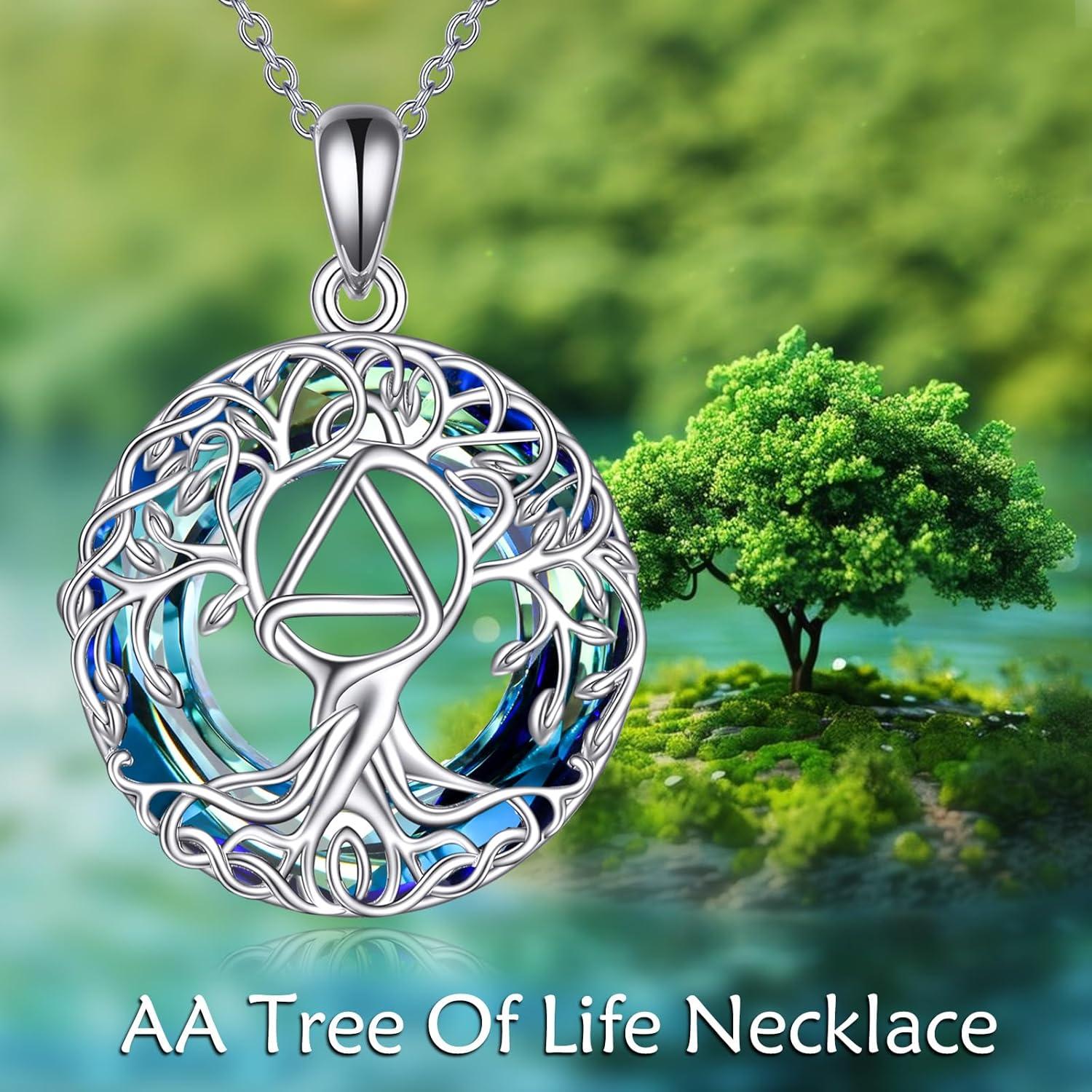 image:imageYFN Tree of Life Necklace Sterling Silver Celtic Knot Tree Pendant Jewelry Gifts for Women MenSobriety Crystal