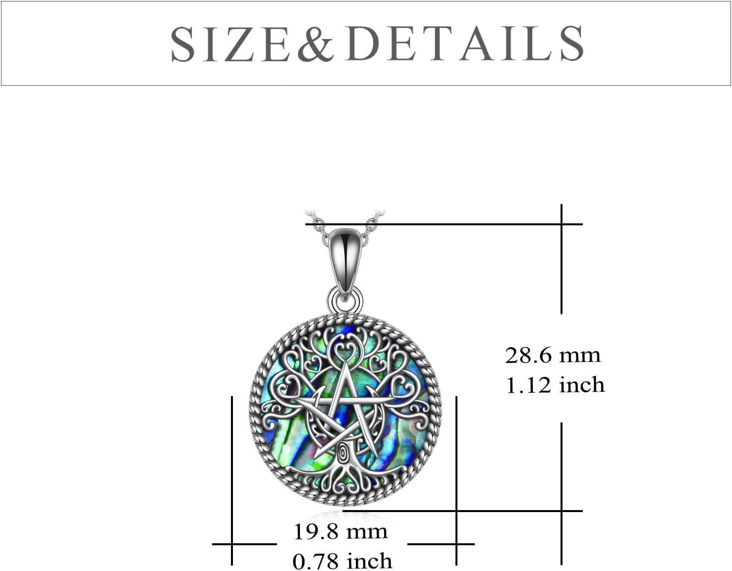 image:imageYFN Triple Moon Goddess Necklace Sterling Silver Pentagram Pentacle Opal Pendant necklace Pagan Wiccan Magic Amulet Tree of Life Jewelry for Women Men 18SilverTree Pentagram Necklace