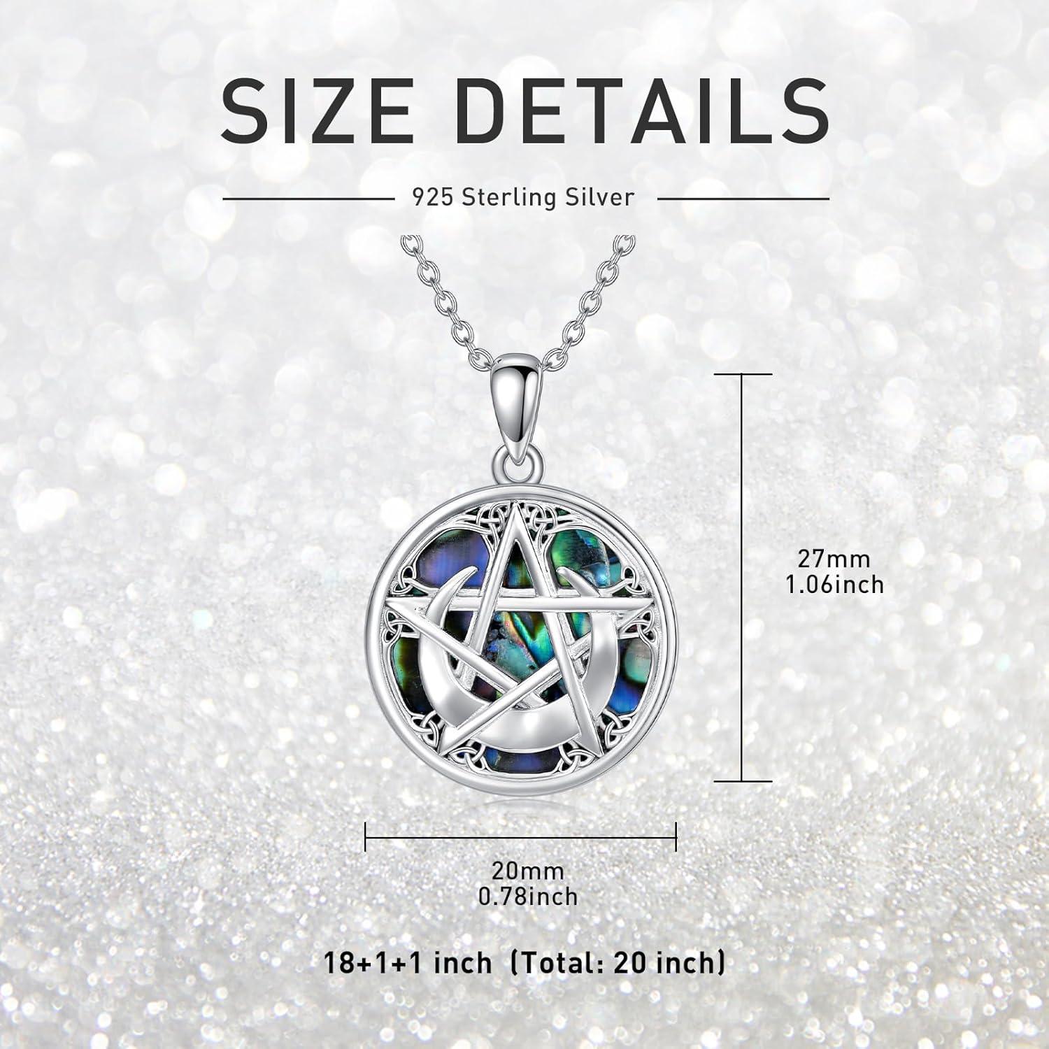 image:imageYFN Triple Moon Goddess Necklace Sterling Silver Pentagram Pentacle Opal Pendant necklace Pagan Wiccan Magic Amulet Tree of Life Jewelry for Women Men 18Viking Pentagram Moon Necklace