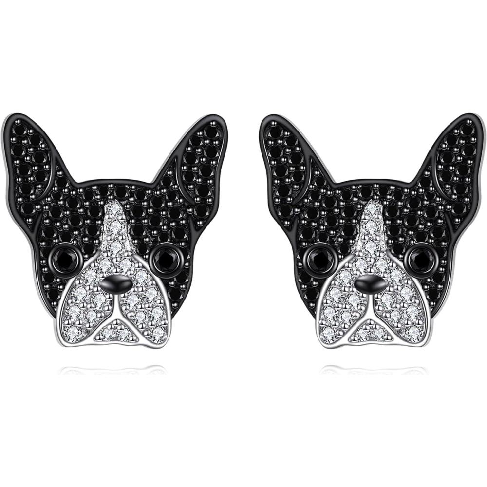 image:imageYFN Dog Stud Earrings Sterling Silver Dog Breed Earrings Jewelry Puppy Gifts for WomenBoston Terrier