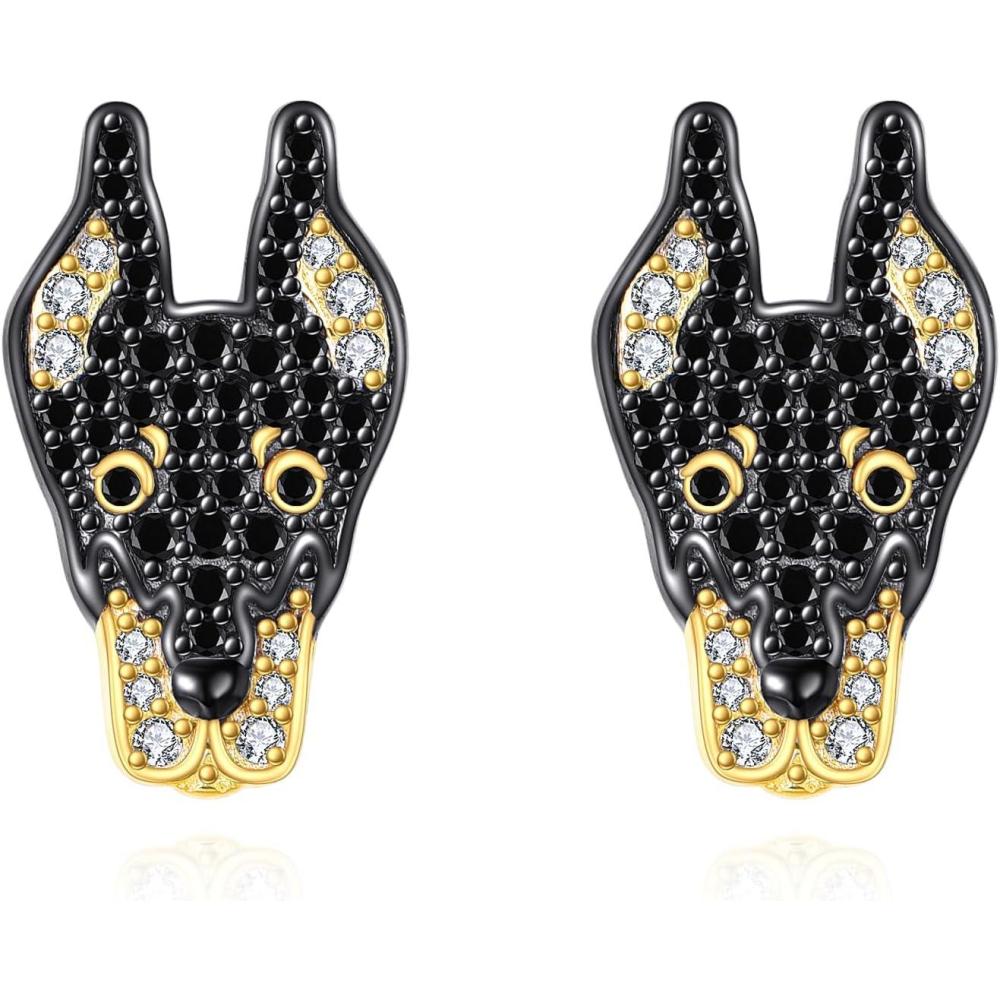 image:imageYFN Dog Stud Earrings Sterling Silver Dog Breed Earrings Jewelry Puppy Gifts for WomenDoberman