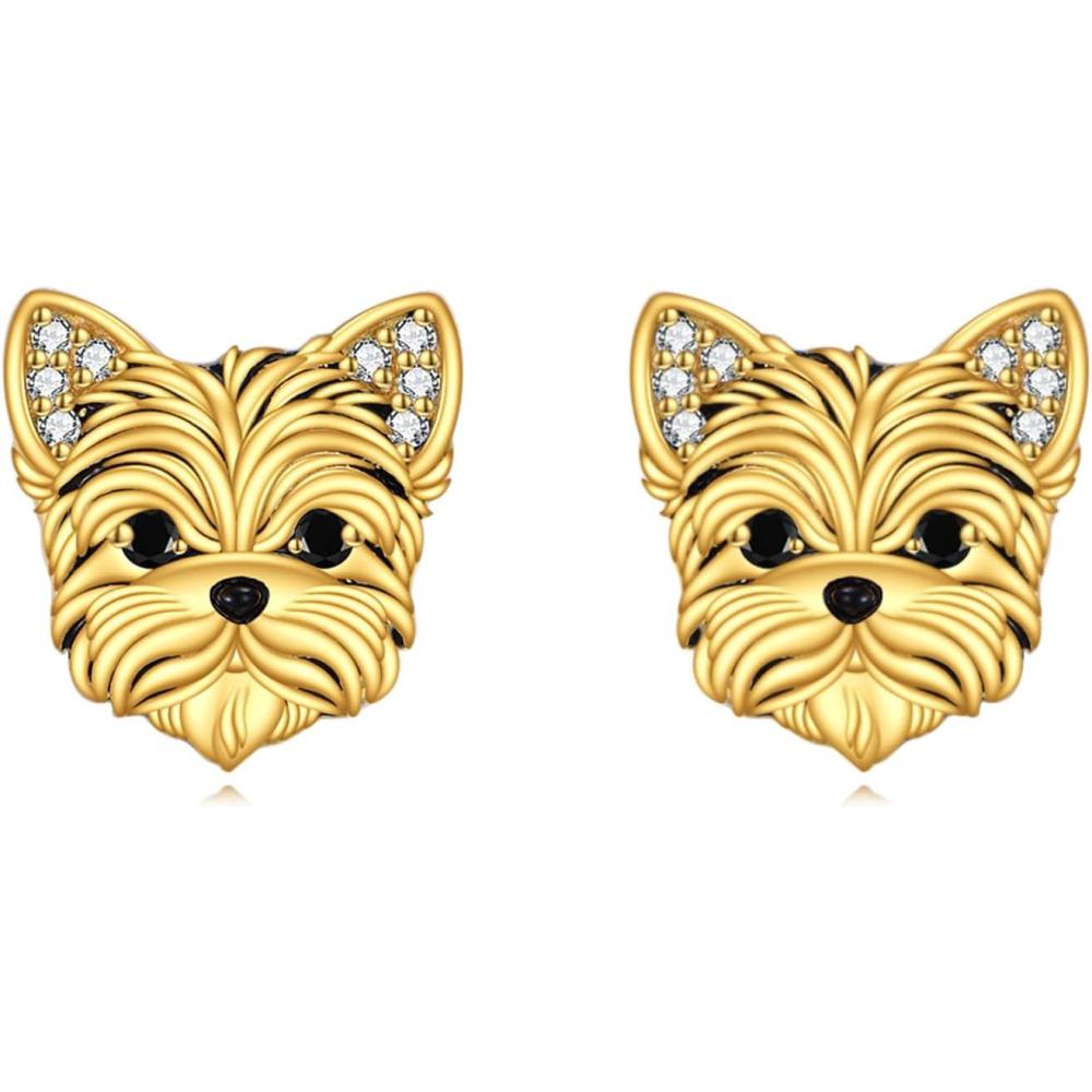 image:imageYFN Dog Stud Earrings Sterling Silver Dog Breed Earrings Jewelry Puppy Gifts for WomenYorkie