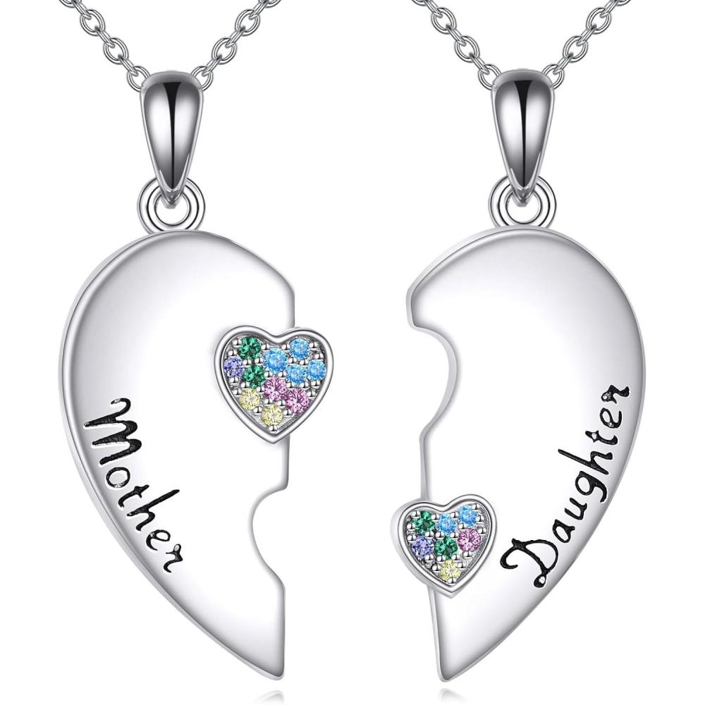 image:imageYFN Mom Necklace for Women Sterling Silver mother necklace Mothers Day Birthday Jewelry Gifts for Mother Grandma 18Mother Daughter Necklace Set