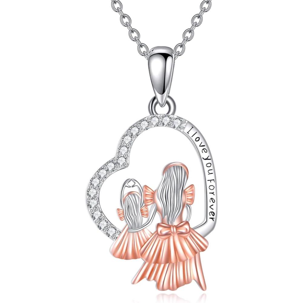 image:imageYFN Mom Necklace for Women Sterling Silver mother necklace Mothers Day Birthday Jewelry Gifts for Mother Grandma 18SilverMother Daughter Necklace