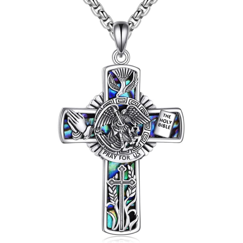 image:imageYFN Patron Saint Necklace Sterling Silver Amulet Medal Pendant Religious Protector Jewelry Gifts for Women Men01 St Michael Cross