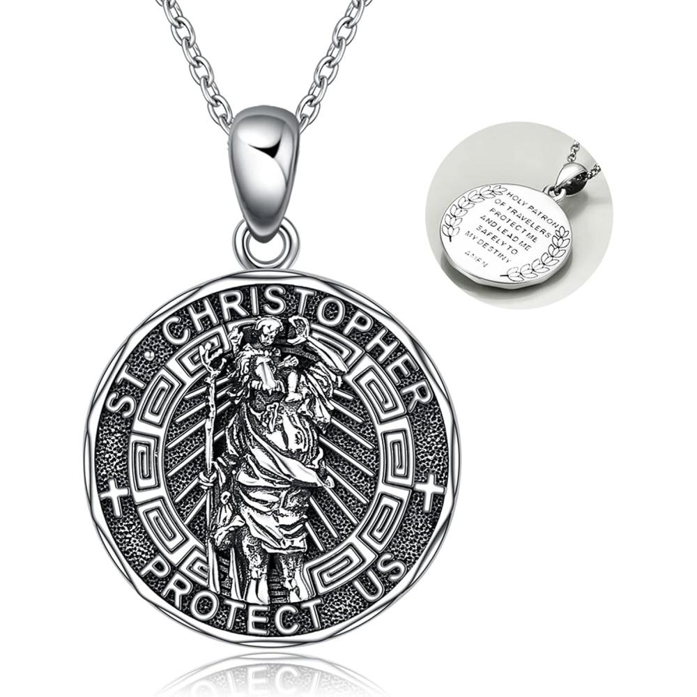image:imageYFN Patron Saint Necklace Sterling Silver Amulet Medal Pendant Religious Protector Jewelry Gifts for Women Men02 St Christopher