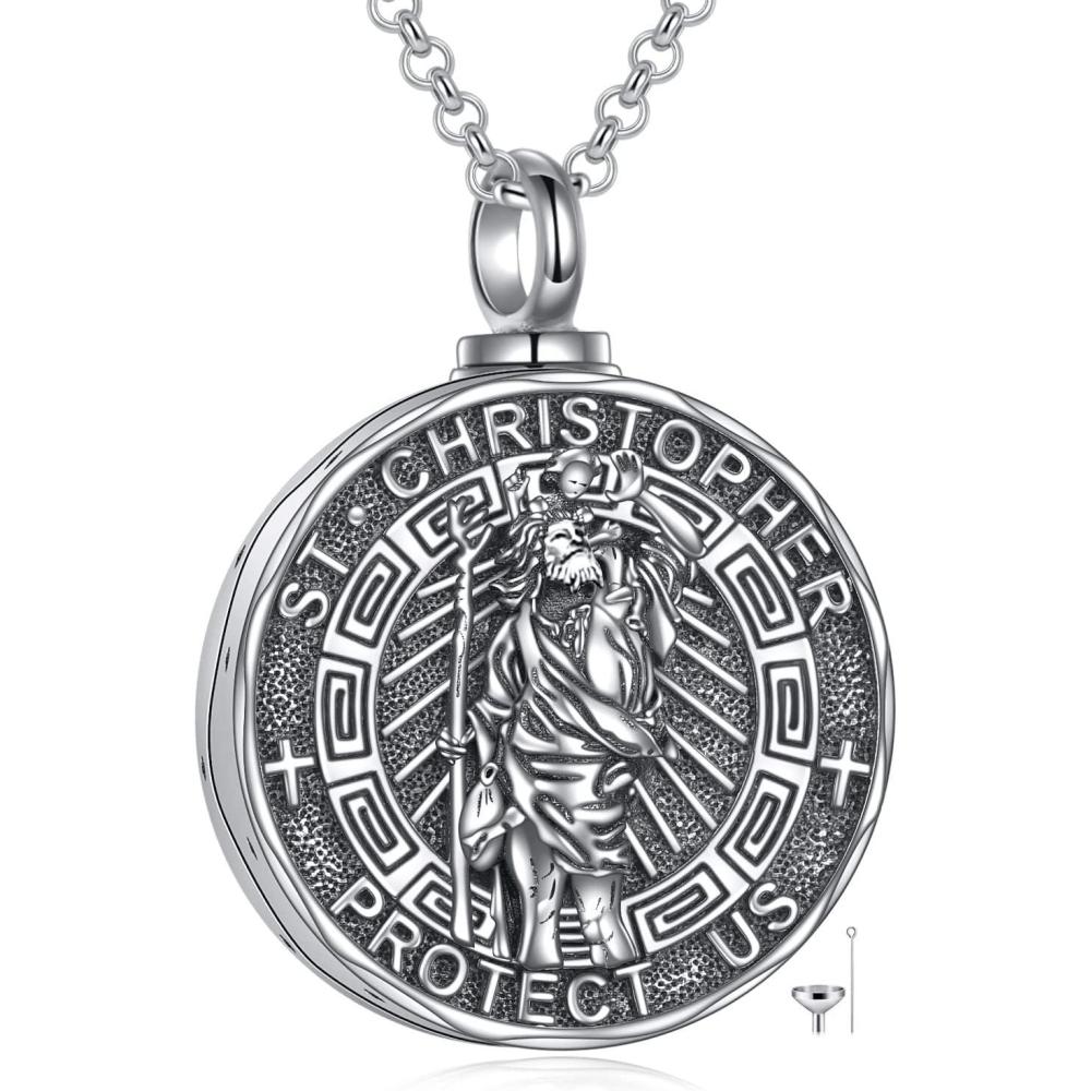 image:imageYFN Patron Saint Necklace Sterling Silver Amulet Medal Pendant Religious Protector Jewelry Gifts for Women Men02 St Christopher Urn