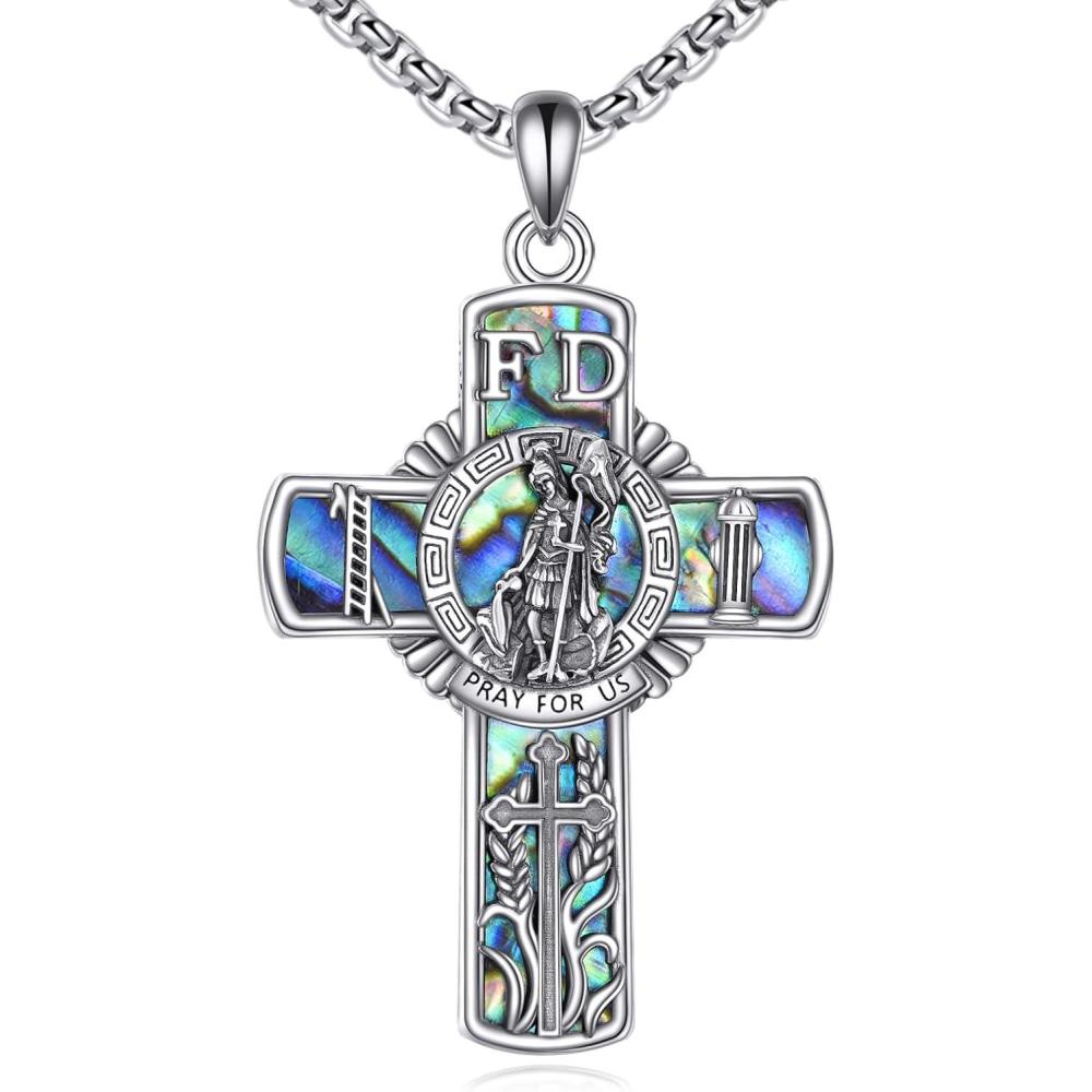 image:imageYFN Patron Saint Necklace Sterling Silver Amulet Medal Pendant Religious Protector Jewelry Gifts for Women Men05 St Florian Cross