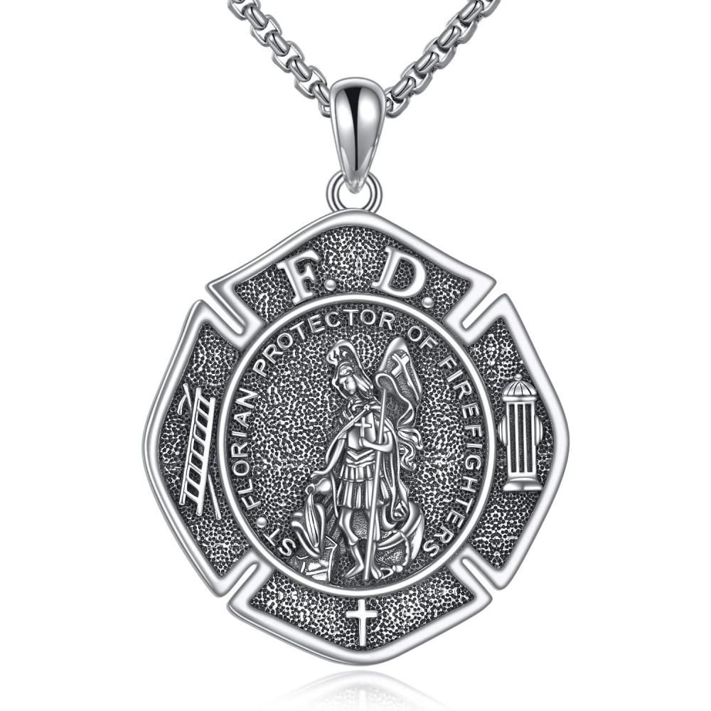 image:imageYFN Patron Saint Necklace Sterling Silver Amulet Medal Pendant Religious Protector Jewelry Gifts for Women Men05 St Florian Large