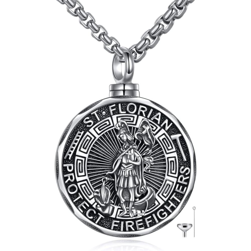 image:imageYFN Patron Saint Necklace Sterling Silver Amulet Medal Pendant Religious Protector Jewelry Gifts for Women Men05 St Florian Urn