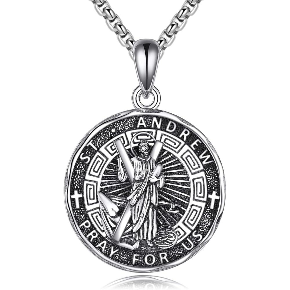 image:imageYFN Patron Saint Necklace Sterling Silver Amulet Medal Pendant Religious Protector Jewelry Gifts for Women Men07 St Andrew
