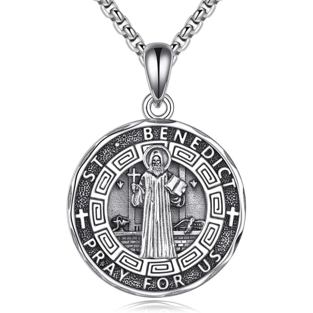 image:imageYFN Patron Saint Necklace Sterling Silver Amulet Medal Pendant Religious Protector Jewelry Gifts for Women Men08 St Benedict
