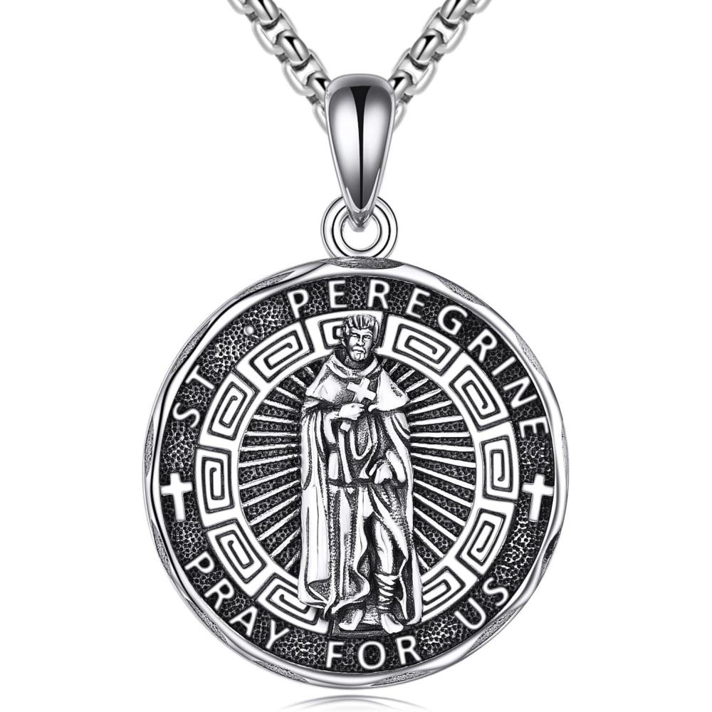 image:imageYFN Patron Saint Necklace Sterling Silver Amulet Medal Pendant Religious Protector Jewelry Gifts for Women Men09 St Peregrine