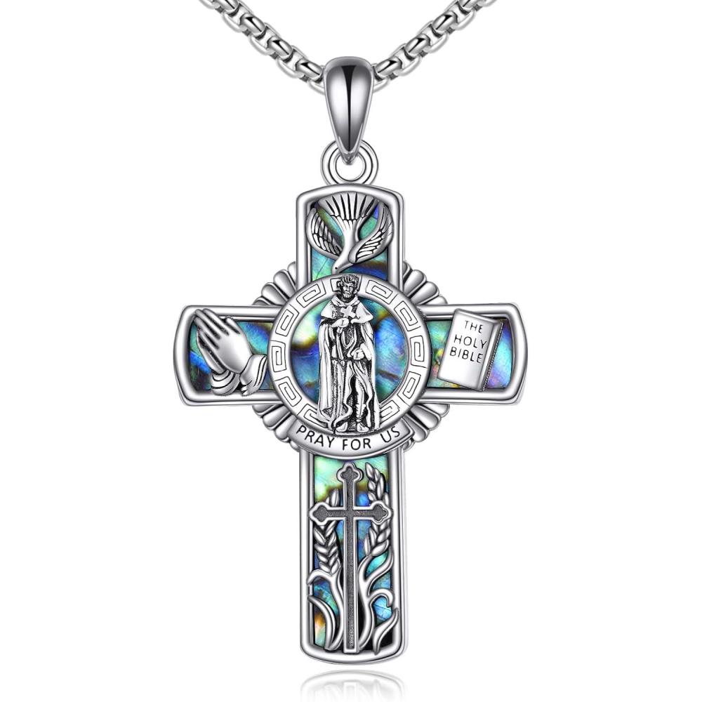 image:imageYFN Patron Saint Necklace Sterling Silver Amulet Medal Pendant Religious Protector Jewelry Gifts for Women Men09 St Peregrine Cross
